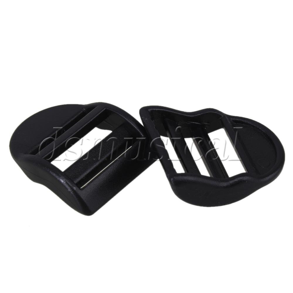 20Pcs 2cm Black Plastic Webbing Slider Shape Tension Lock Buckle Adjuster