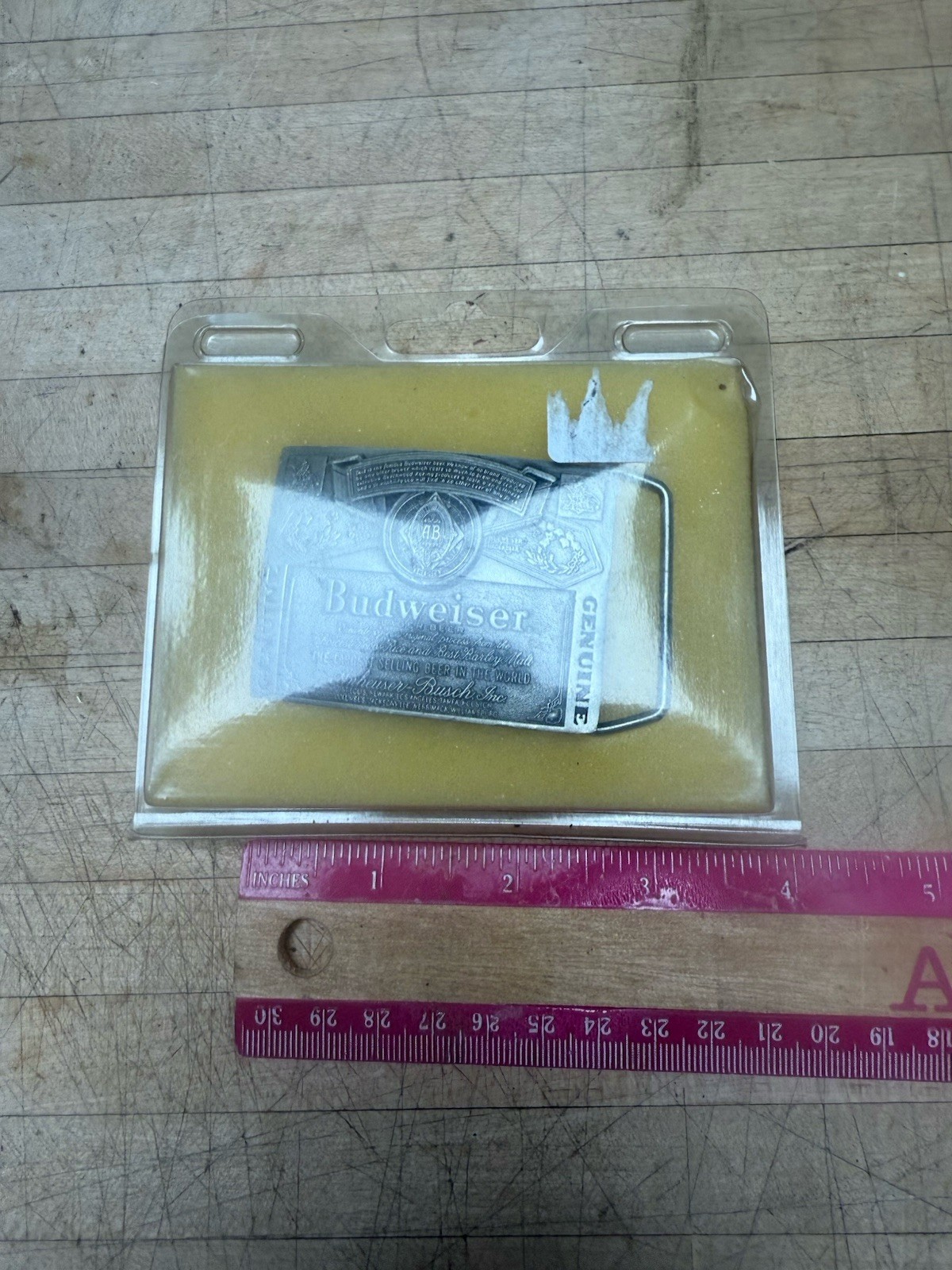 Vtg Indiana Metal Craft Anheiser Busch Budweiser Beer Enamel Belt Buckle BB27