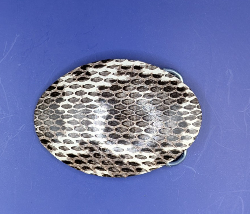 Genuine Flower snake Snakeskin Belt Buckle Rolled Edge USA made fits 1-1/2&Prime; Belt
