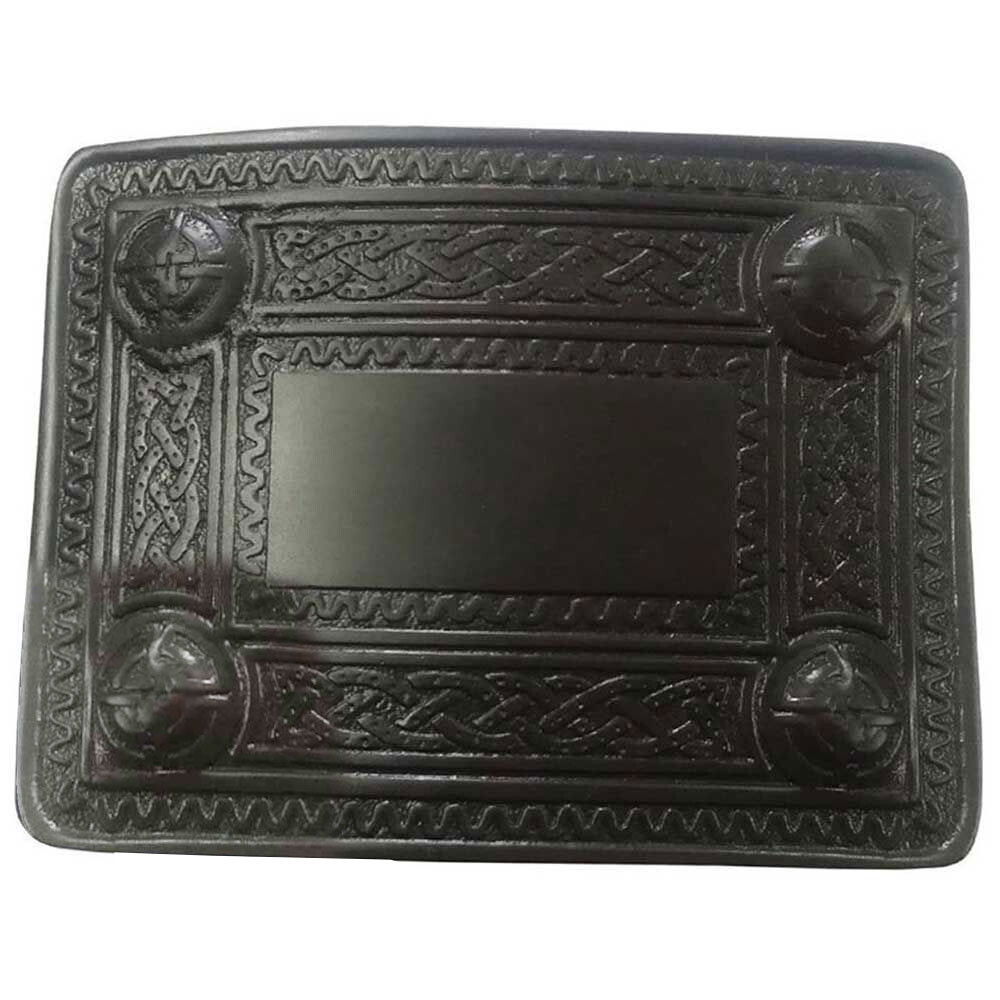 TC Scottish Kilt Belt Buckle 4 Dome Mirror Design Antique/Chrome & Black Finish