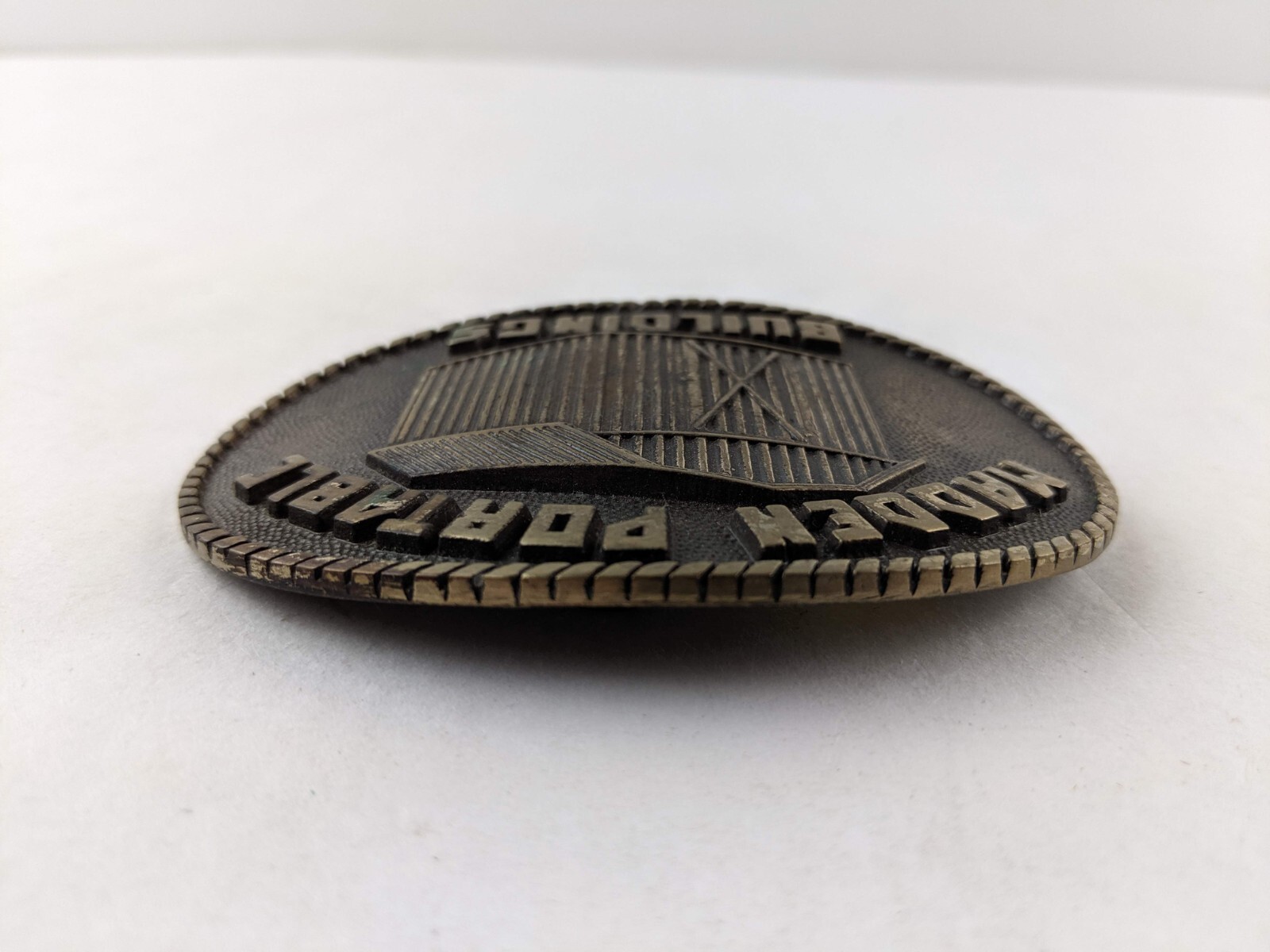Vintage Madden Portable Buildings Solid Brass Belt Buckle Handmade Classic