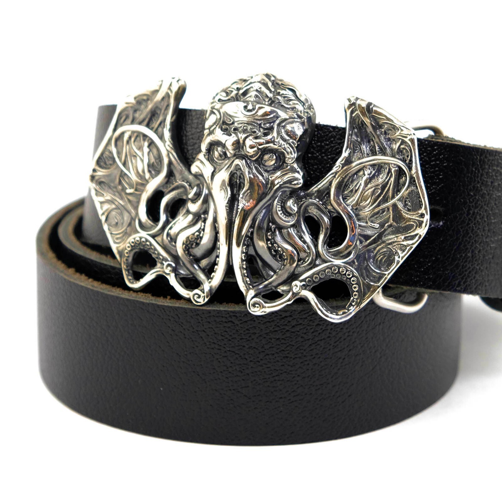 German silver belt buckle Cthulhu, Cthulhu Myths belt buckle, Skull buckle