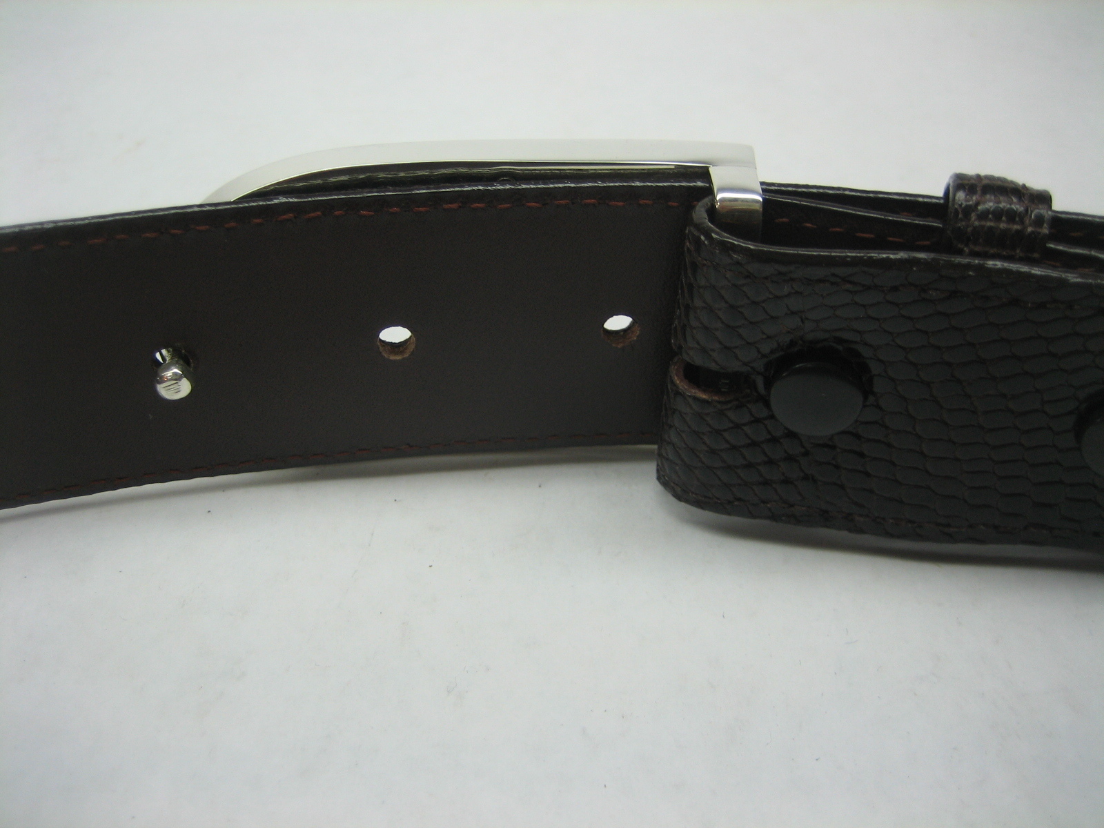 STERLING SILVER 925 SOLID SUZY BUCKLE.WITH GENUINE LIZARD 1.5&Prime; BELT MADE IN USA