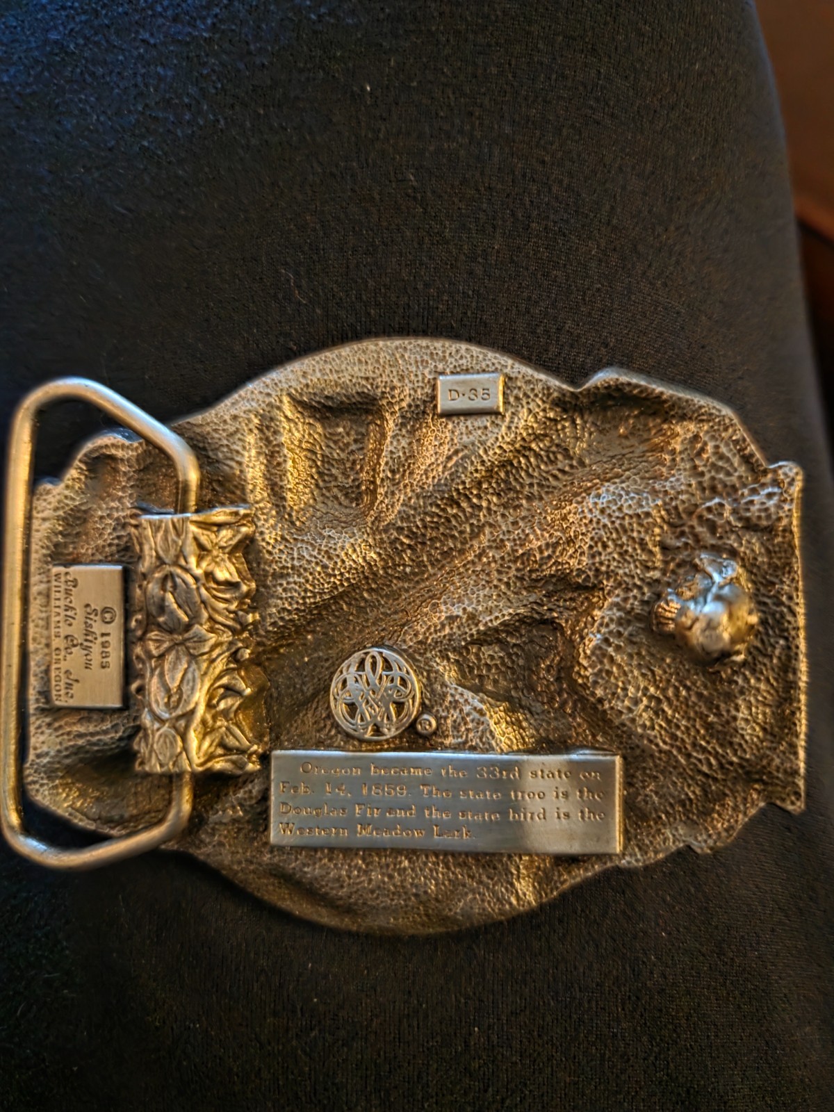 1985 Solid Brass 3-D Oregon Elk Belt Buckle #D-35 Siskiyou Buckle Co. Inc. OR