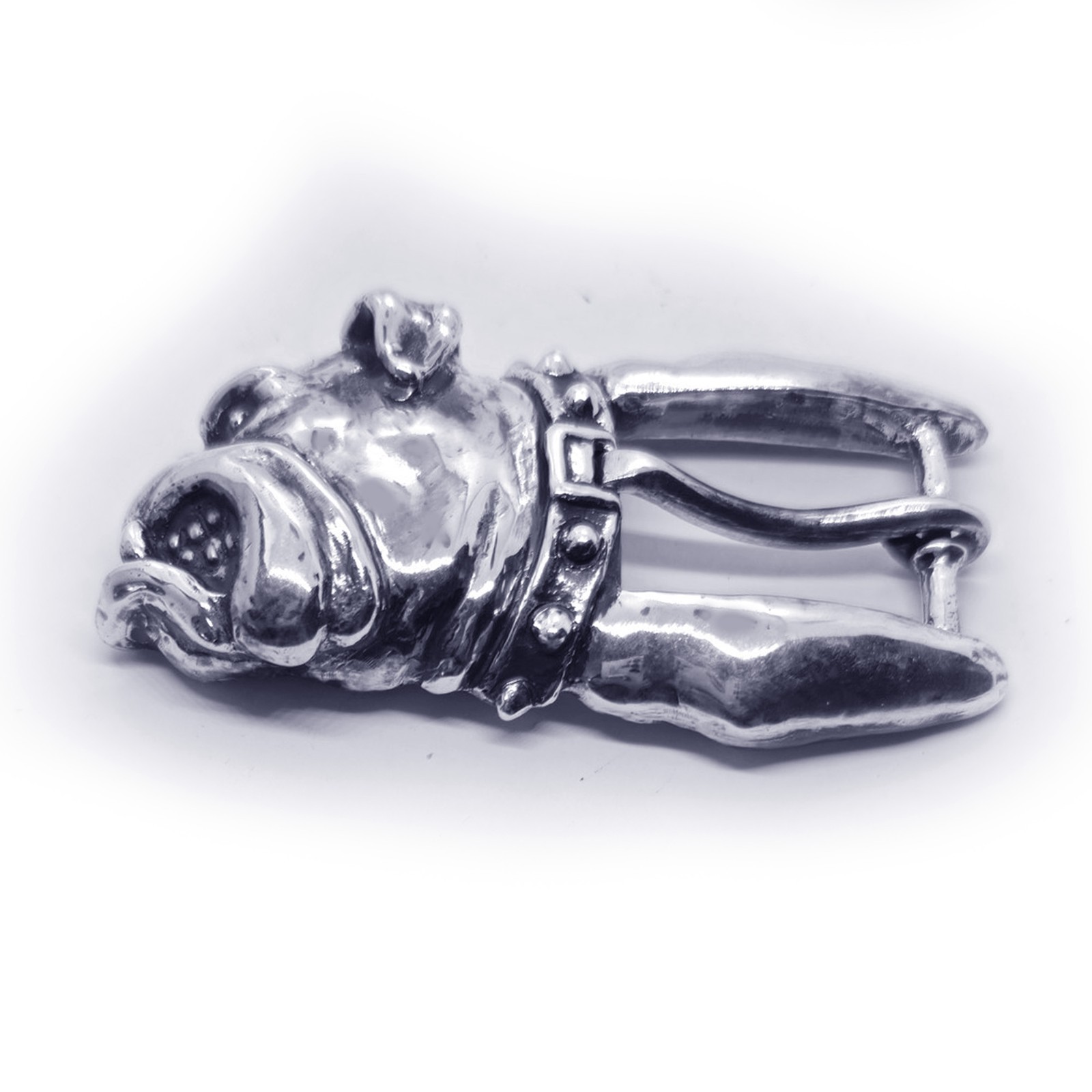 Bulldog Angry Head Sterling Silver Belt Buckle