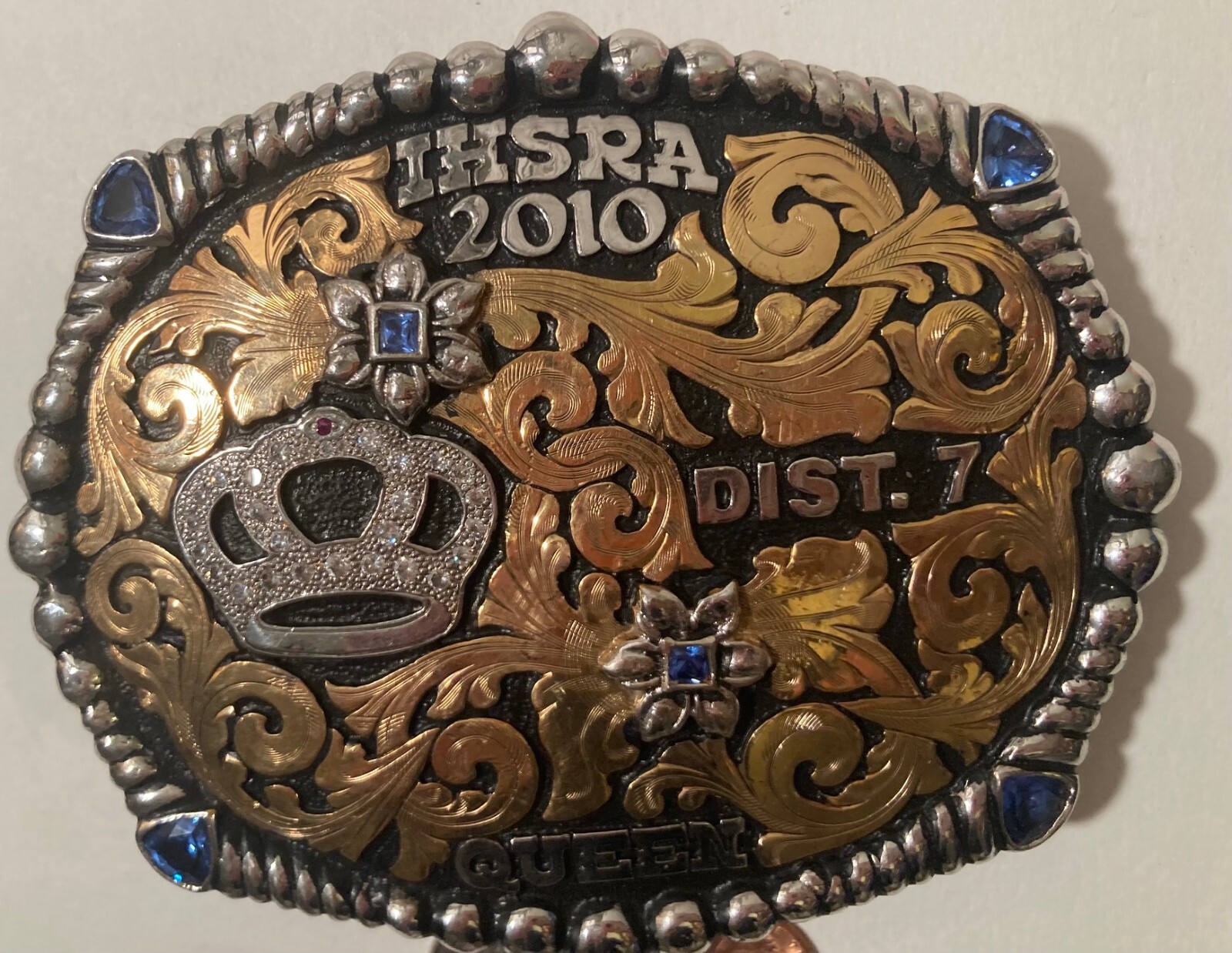Nice 2010 Metal Belt Buckle, IHSRA, Queen, Crown, Silver and Brass, Horse, Bob