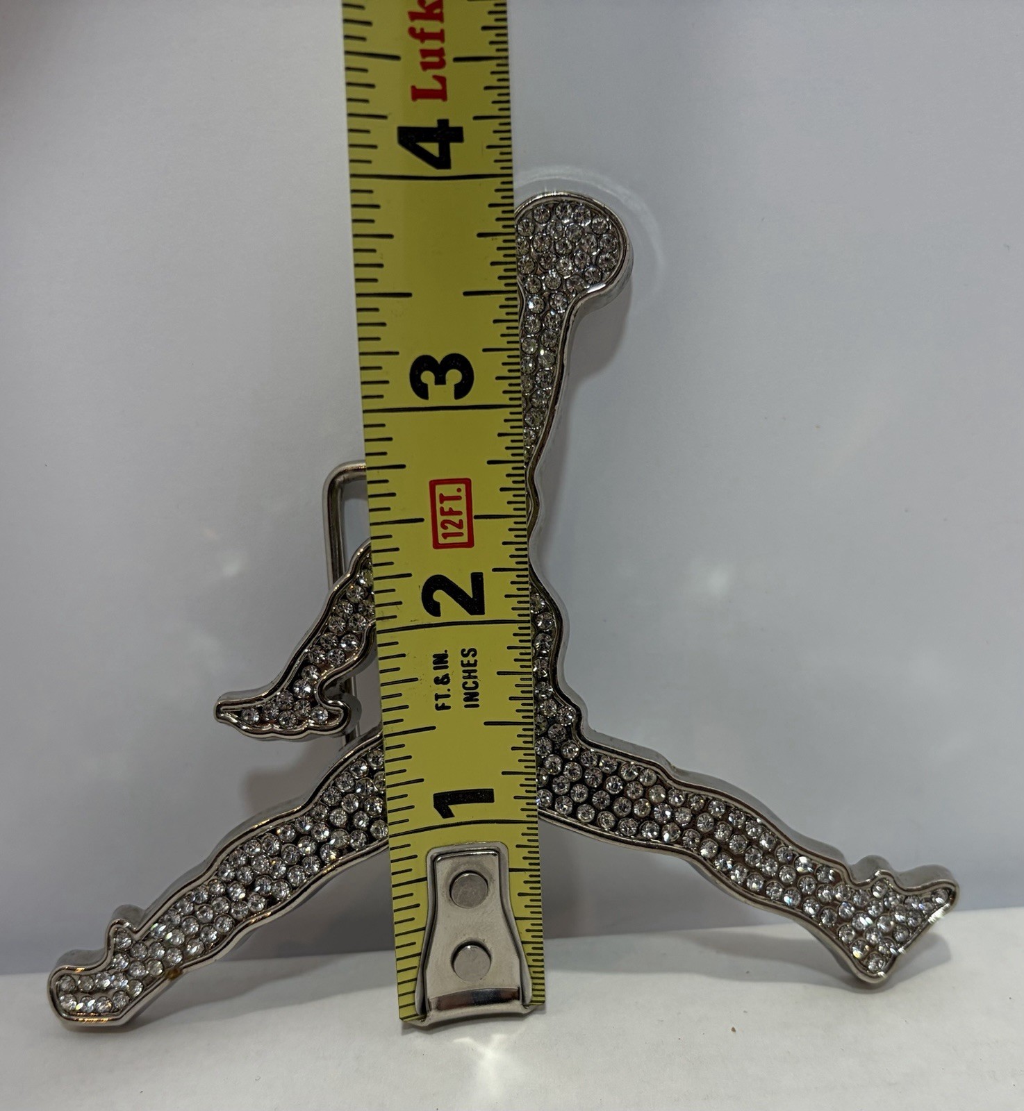 Iced Out Rhinestone Jordan Jumpman Belt Buckle Silver Custom Bling 4.5&Prime;x4&Prime;