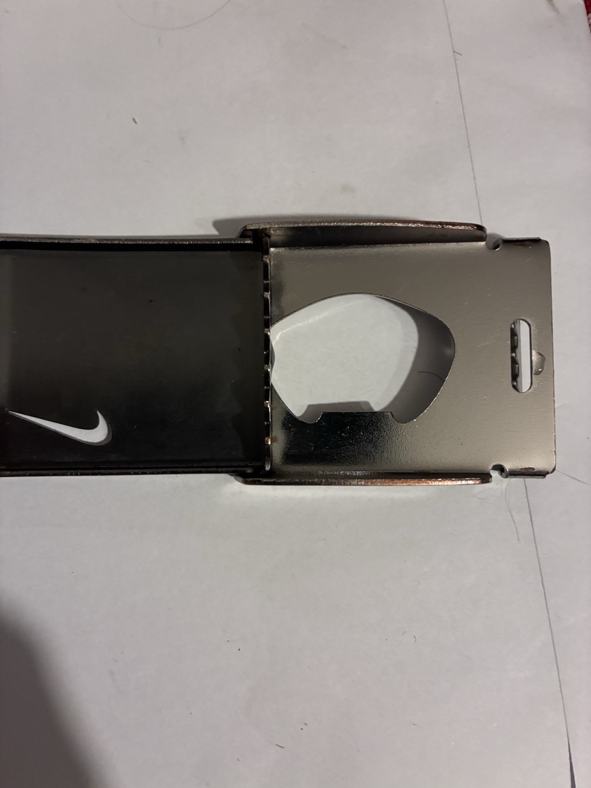 Nike Swoosh Belt Buckle W Bottle Opener In Silver Tone
