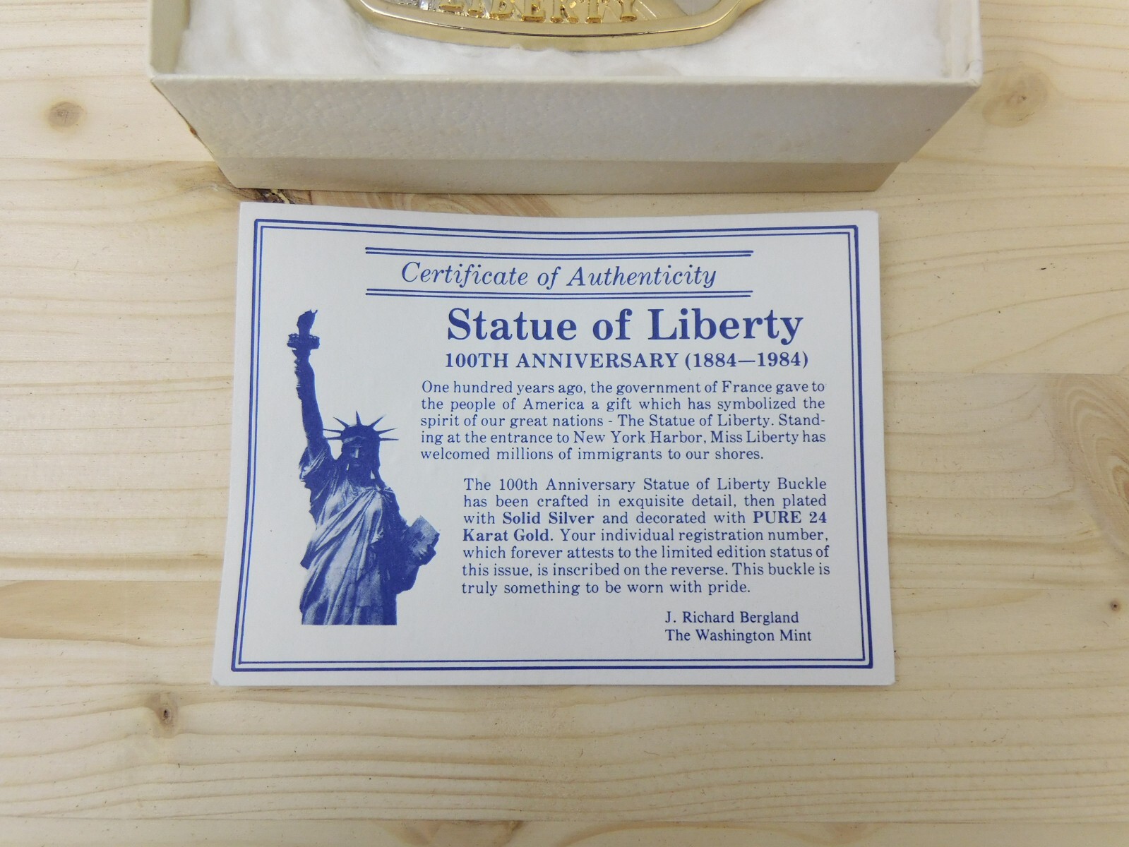 1984 Statue of Liberty 100th Year Commemorative Belt Buckle Never Worn #024759