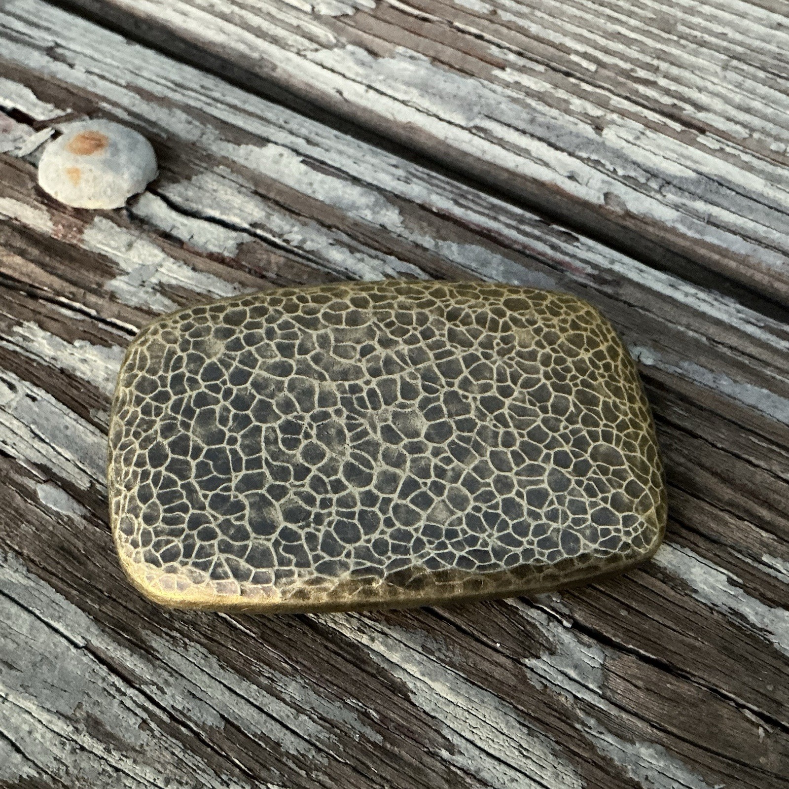 Vintage Textured Metal Belt Buckle Hammered Gold Rectangle Uneven Surface Roc