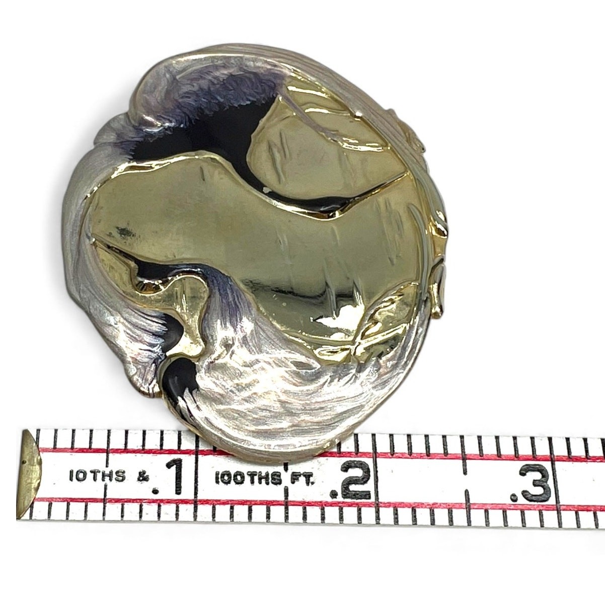 Charmat Vintage Belt Buckle Silver Artisan Cranes of Beverly Hills enamel Birds