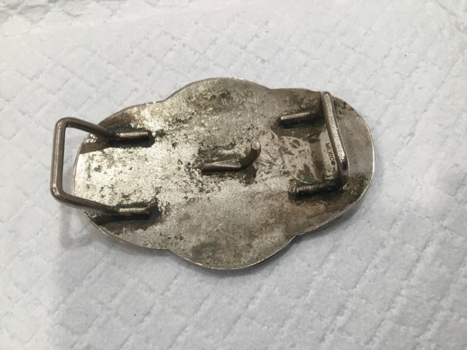 Mexican Alpaca Silver Western Biker Belt Buckle 3.25” x 2. 25” Fits 1” Belt