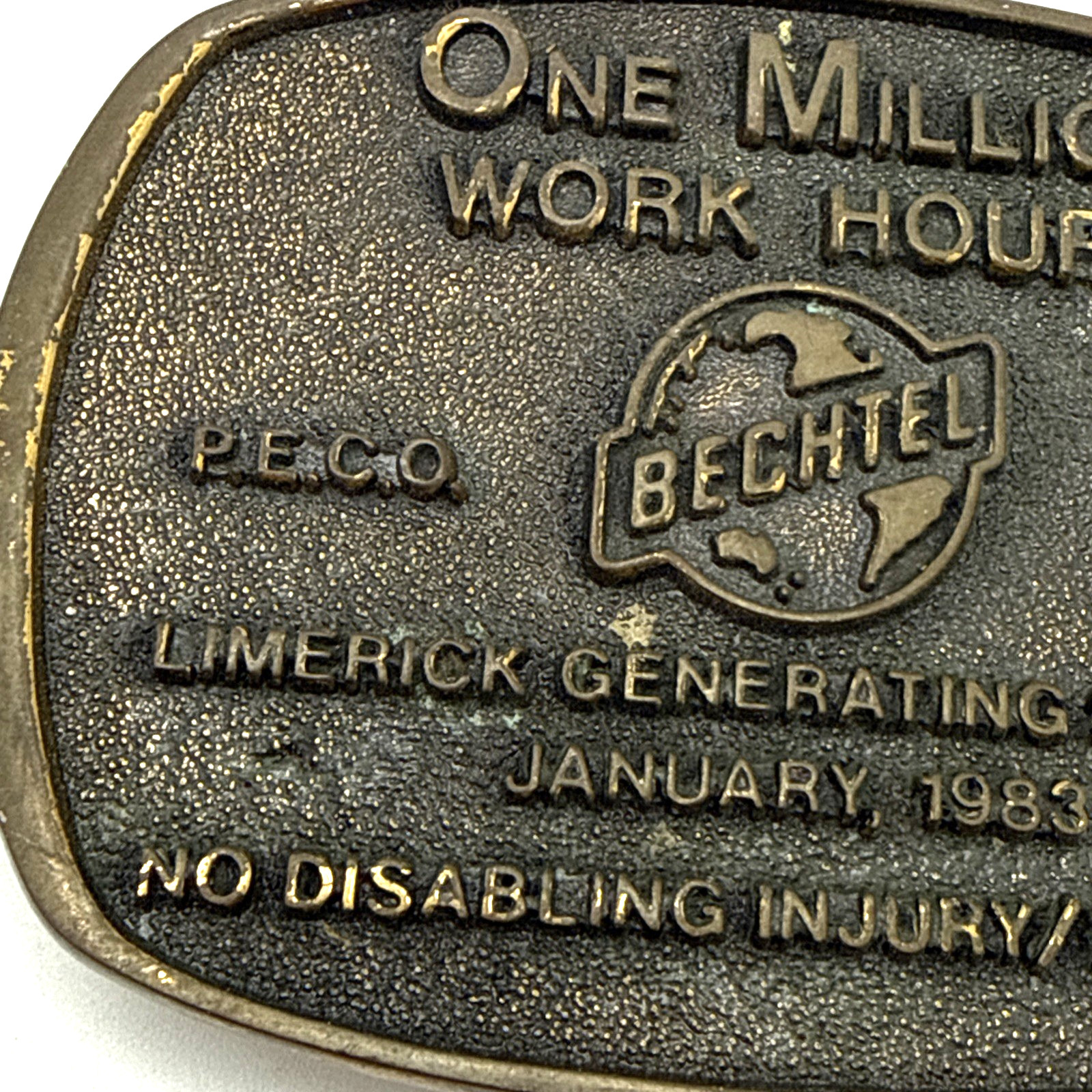 Vintage 1983 LIMERICK Generating Station Bechtel AFL-CIO Belt Buckle BTS Safety