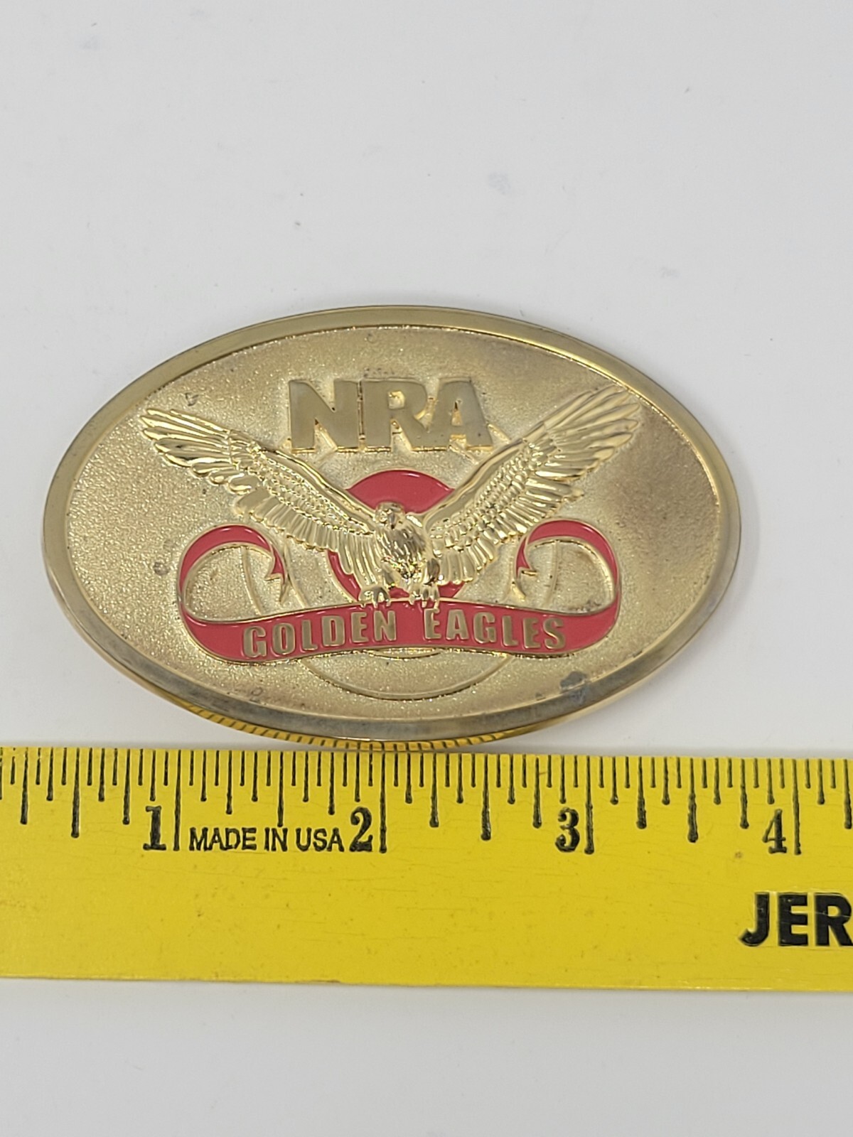 NRA Metal Brass Belt Buckle National Rifle Association Golden Eagles Vintage NIB
