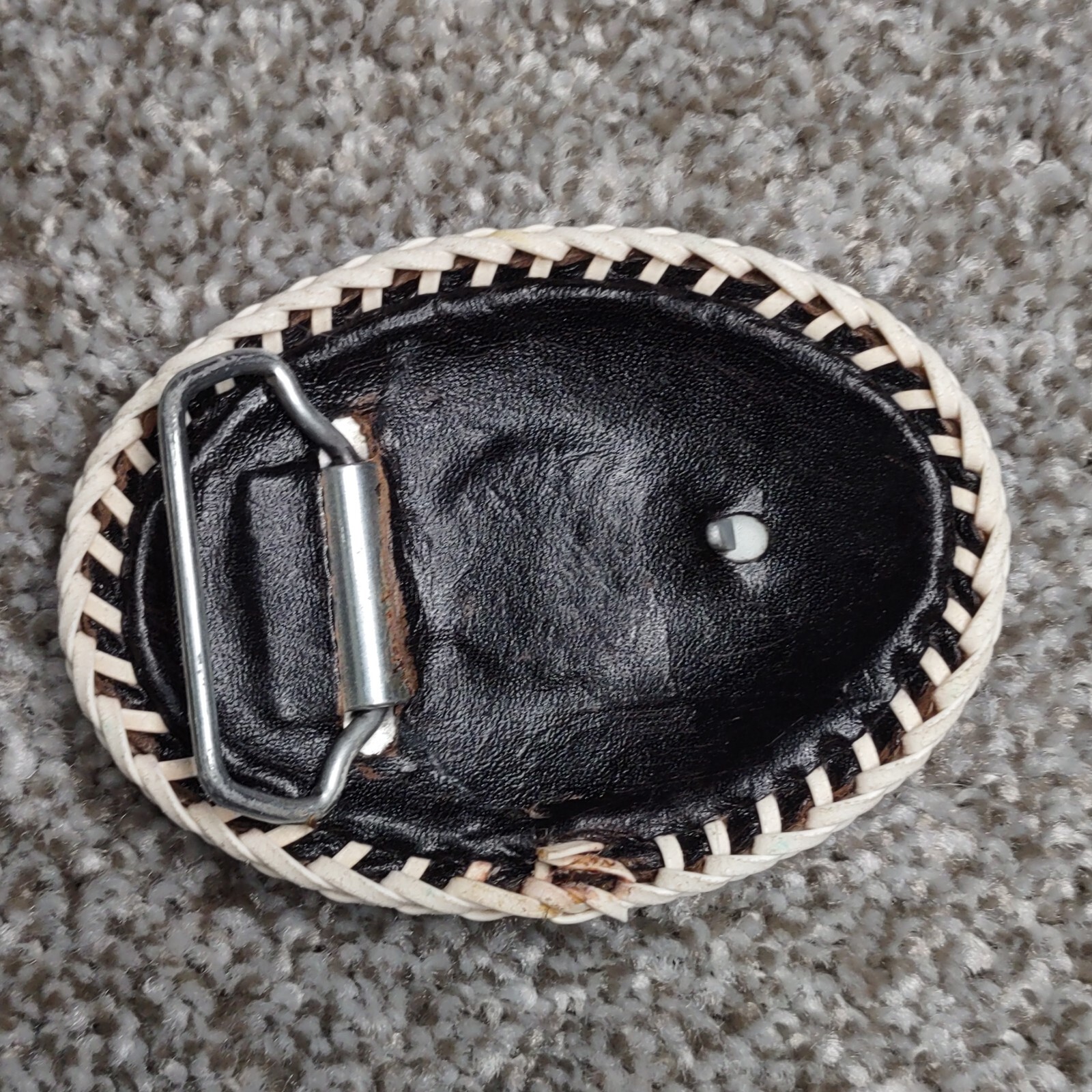 Leather Belt Buckle Bald Eagle Embossed Laced Textured Native Indian