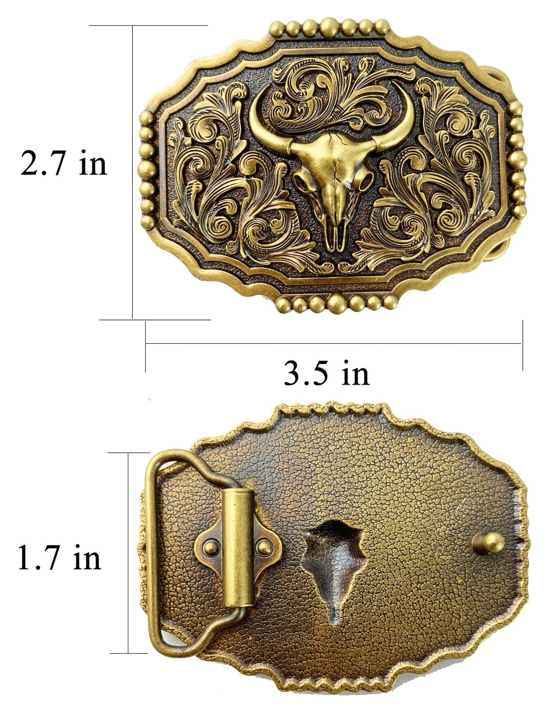 Western Cowboy Belt Buckle – Texas Bull Skull Belt Buckle for Men women