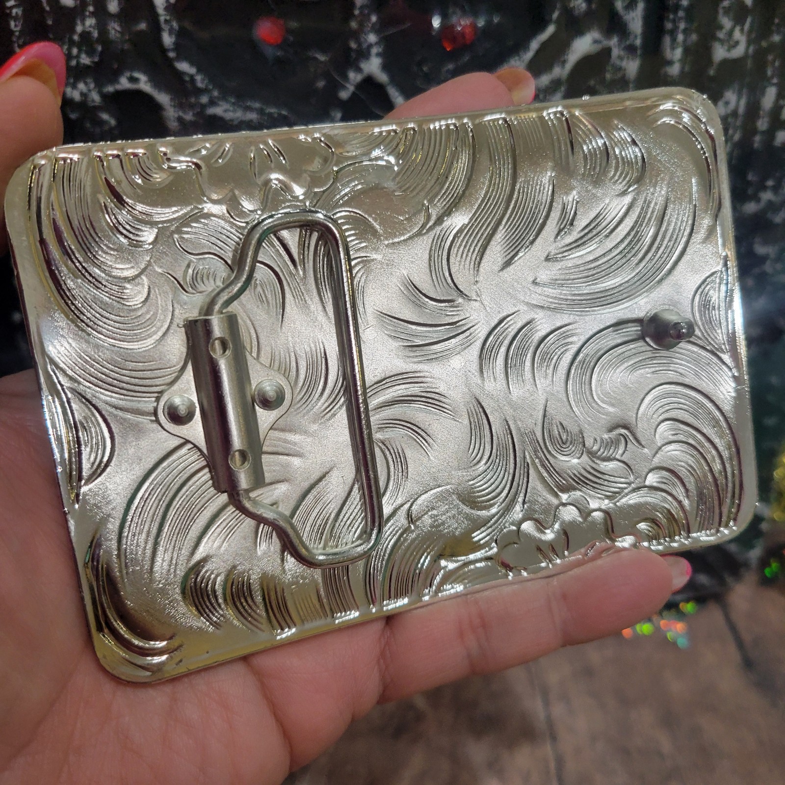 Fighting Roosters Belt Buckle Western Rodeo Silvertone Rectangle Buckle
