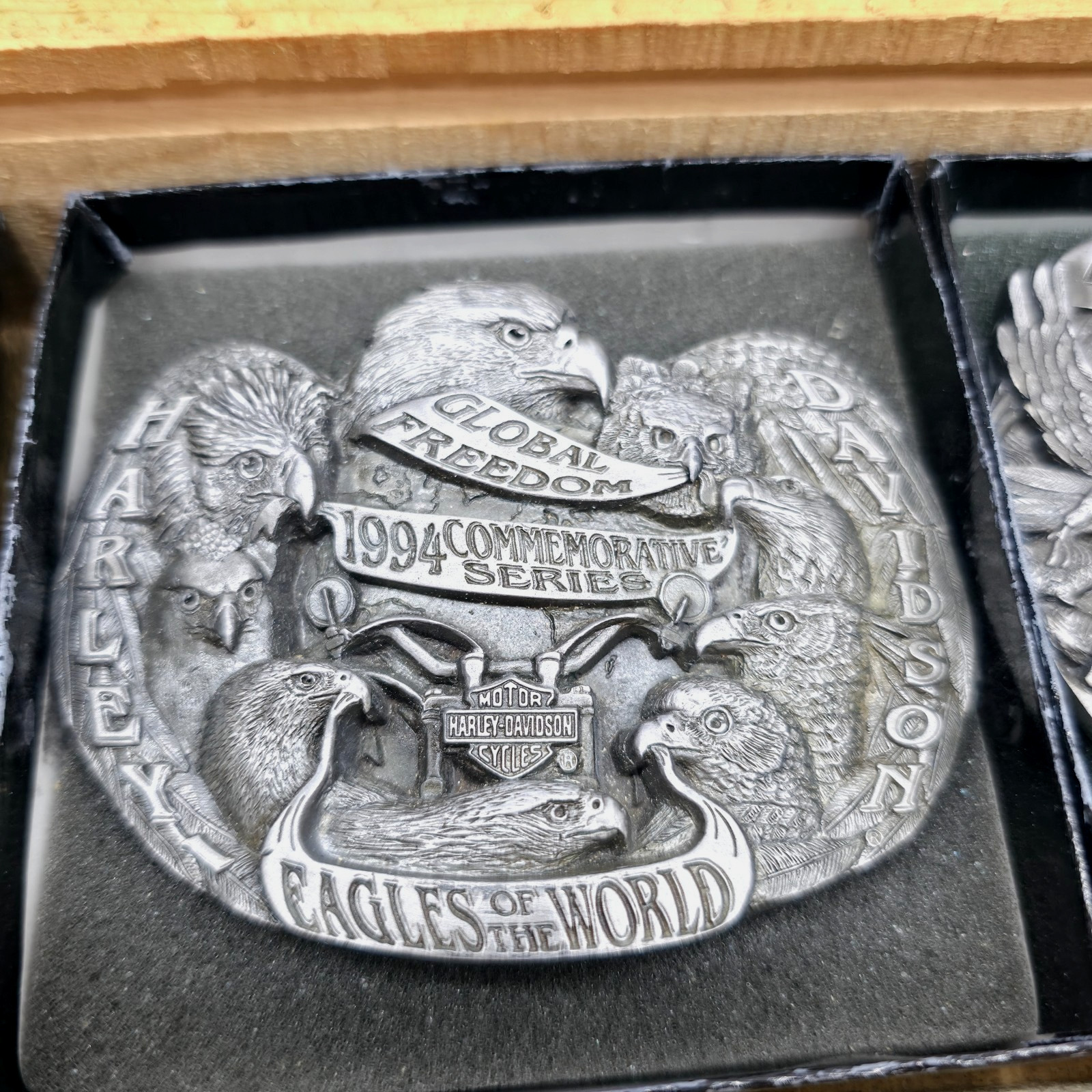 Harley-Davidson 1994 Pewter Commemorative Eagle Buckle Set by Baron