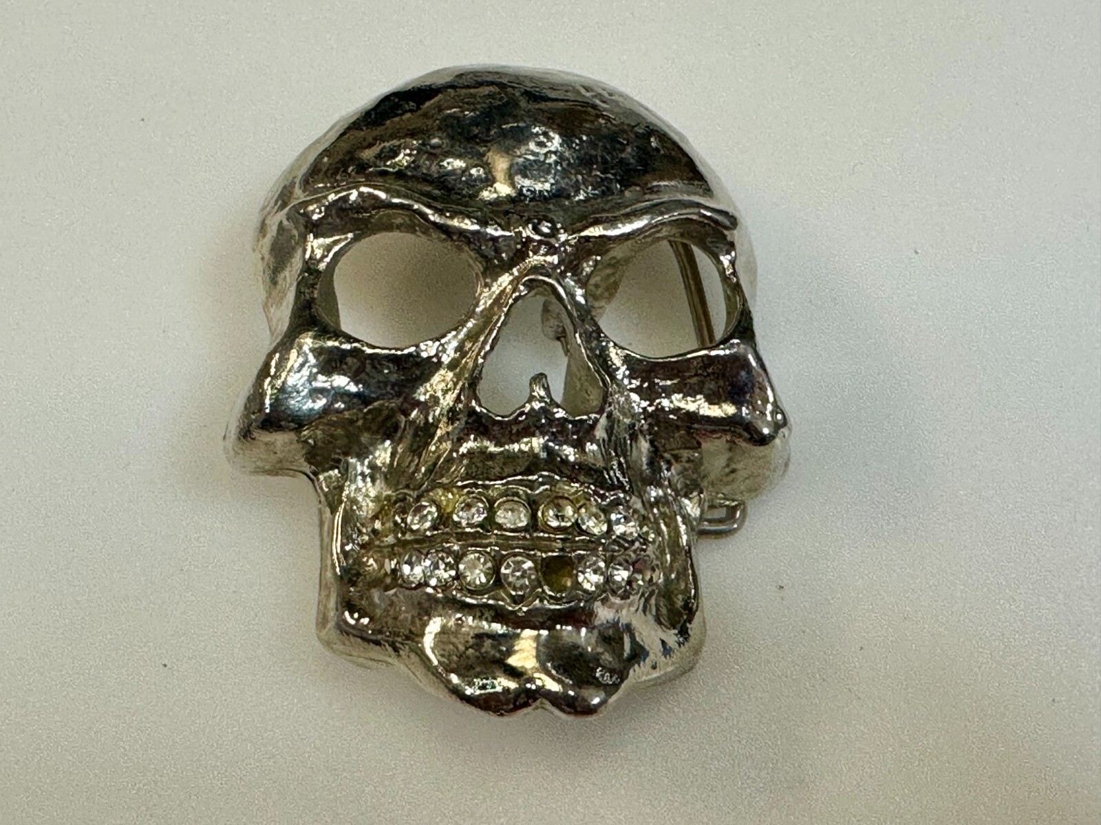 Skull Head with Rhinestone Teeth Halloween Gothic Punk Belt Buckle by Rock Rebel