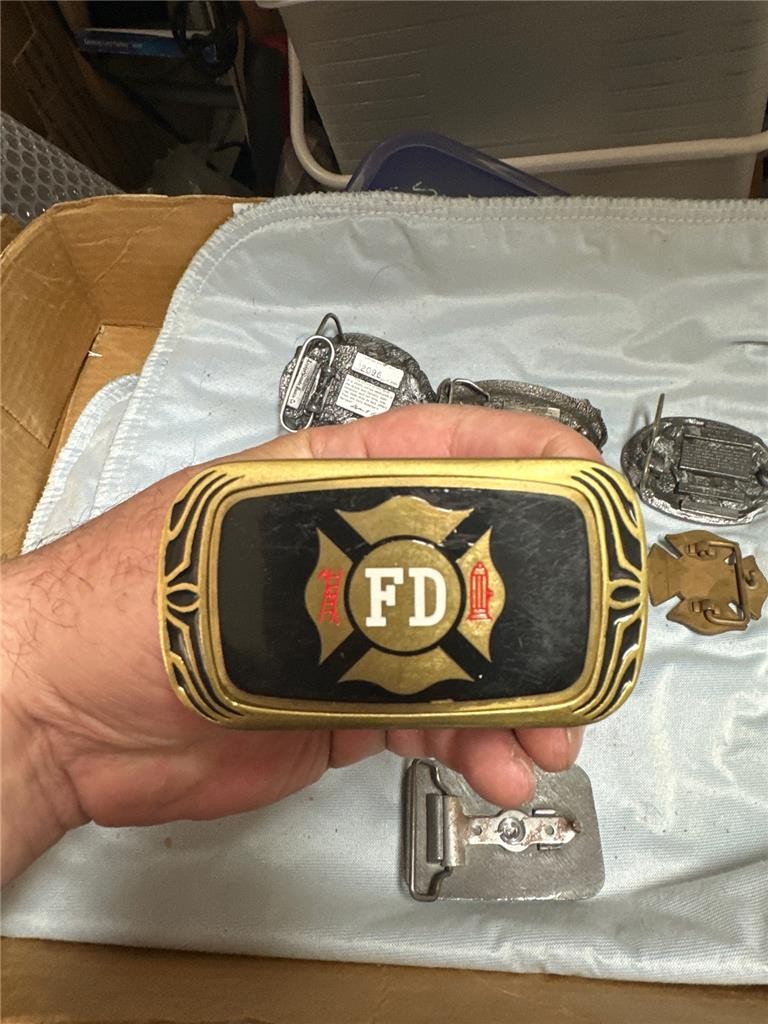 Huge Vintage Firefighter Belt Buckle Lot of Nine Buckles