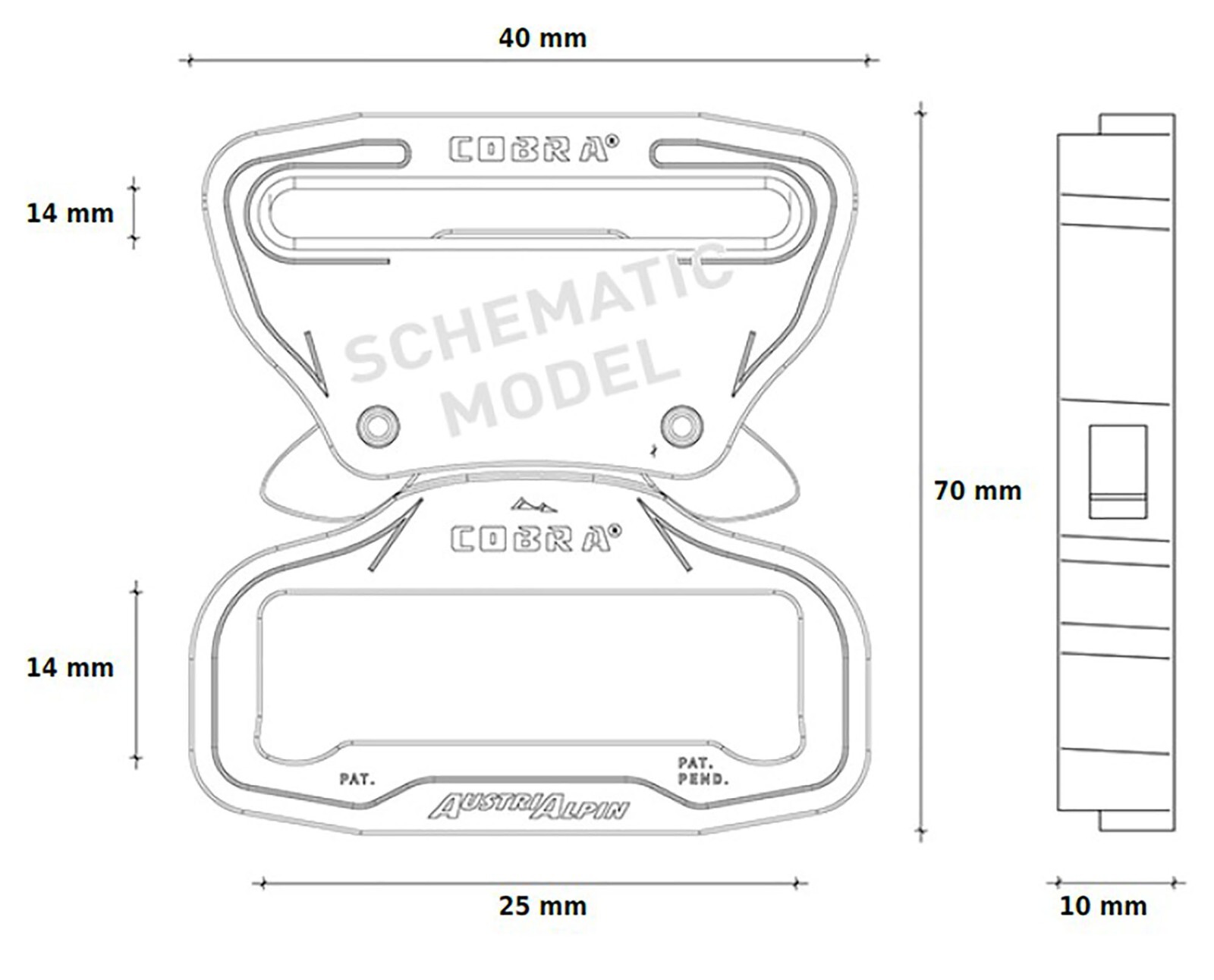 AustriAlpin 25mm Male + Female Adjustable Black Cobra Buckle XL – FY25KVV
