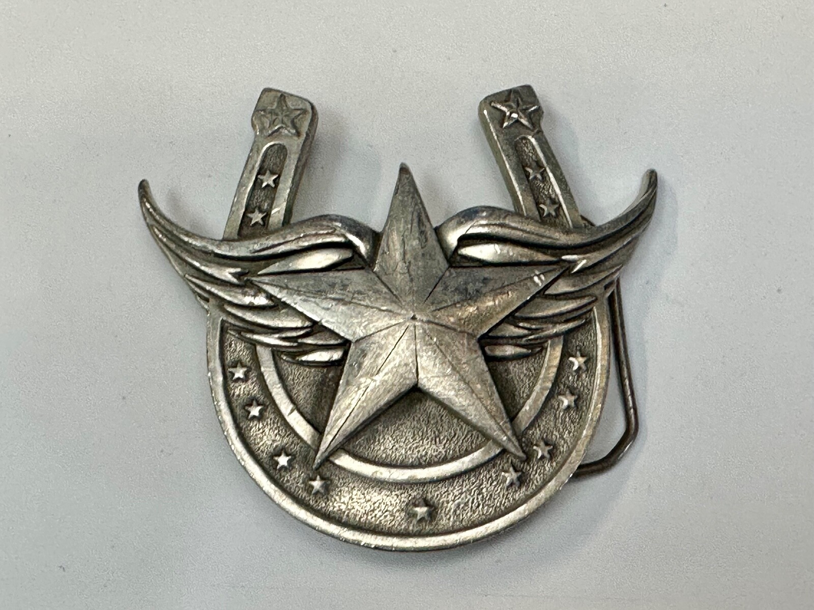 Lucky Star In Horseshoe Vintage 2004 Cutout Great American Products Belt Buckle