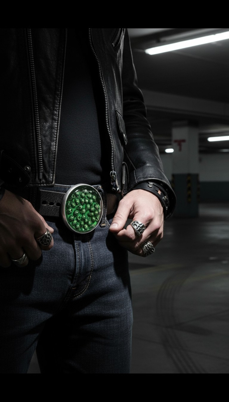 New Men Women Silver Metal Belt Buckle Skulls Biker Western Fashion Green Color