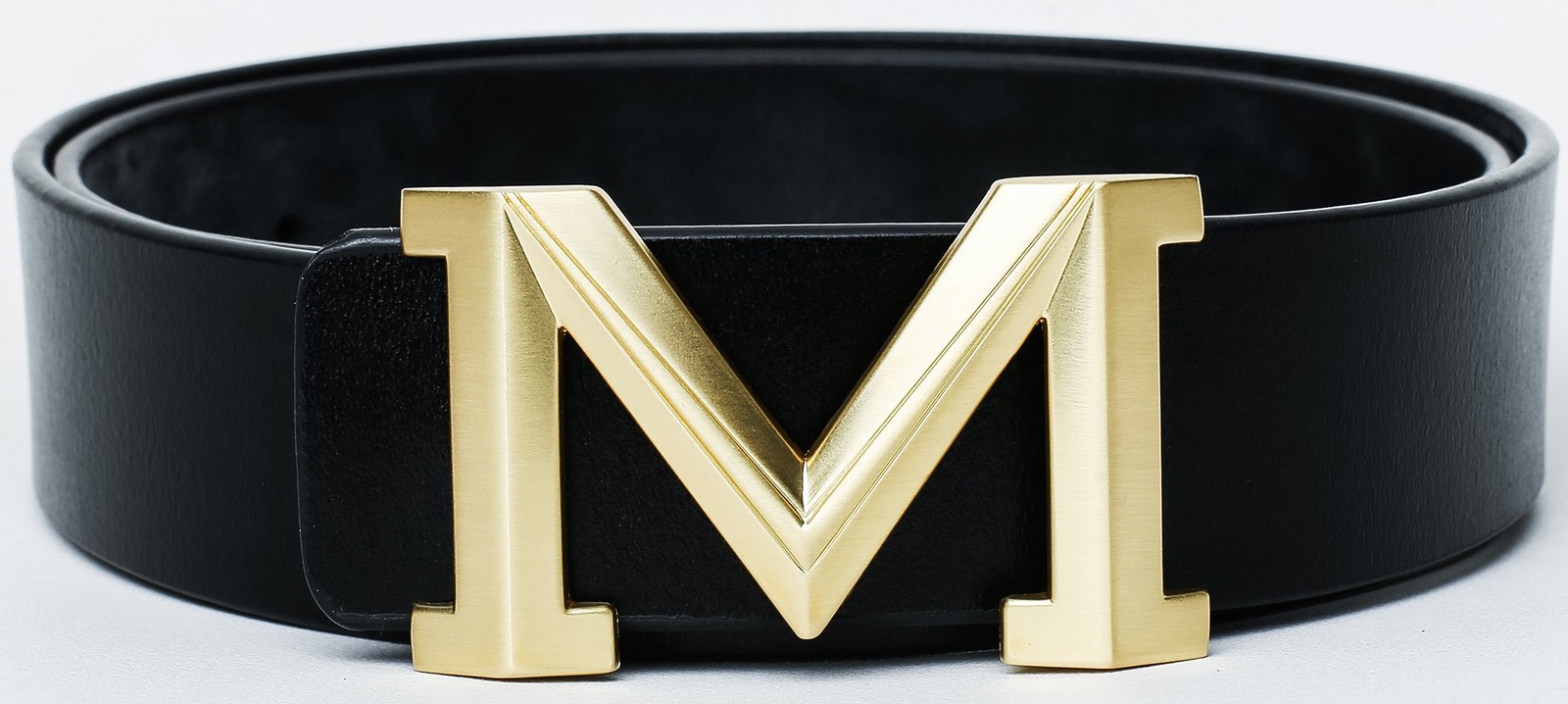 Men&rsquo;s Big Gold M Buckle 38-mm Imported Italian 105cm/41.3inch(34-36), Black 1