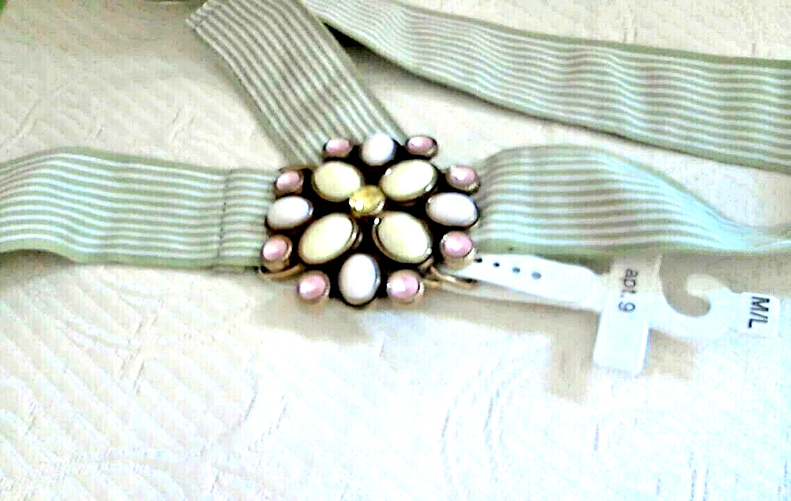 Fabric Multi Color Buckle Belt 46&Prime; End To End 1.5&Prime; Wide Double Loop NEW Adjusts