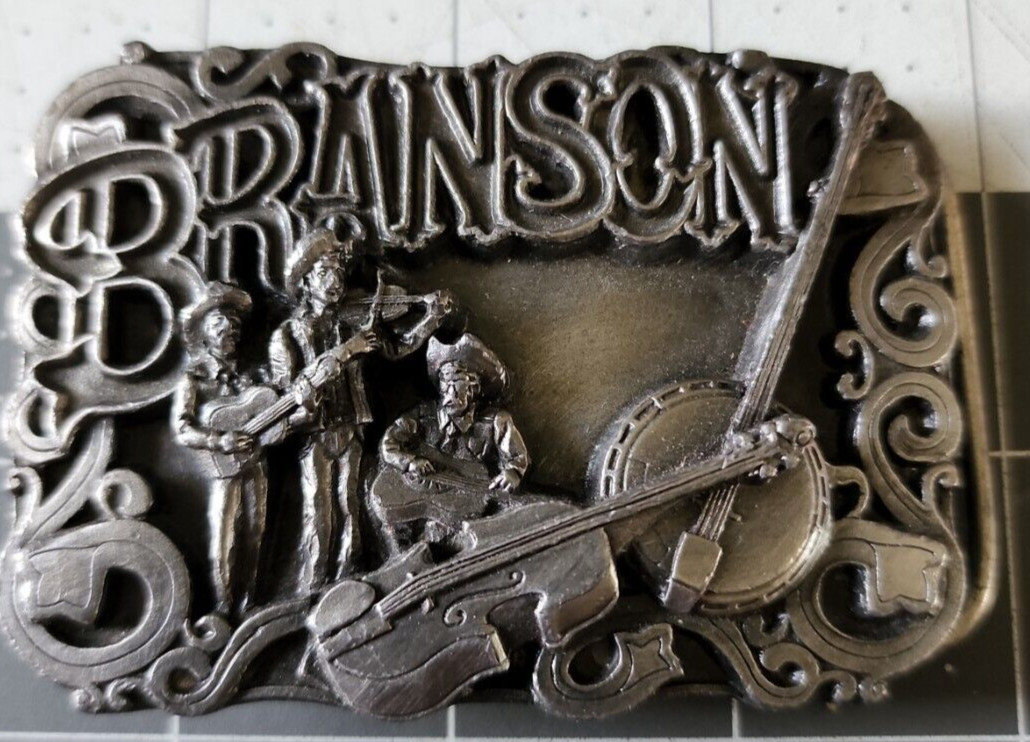 Vintage BRANSON MISSOURI Belt Buckle Banjo Fiddle~Big Cabin MADE IS THE U.S.A