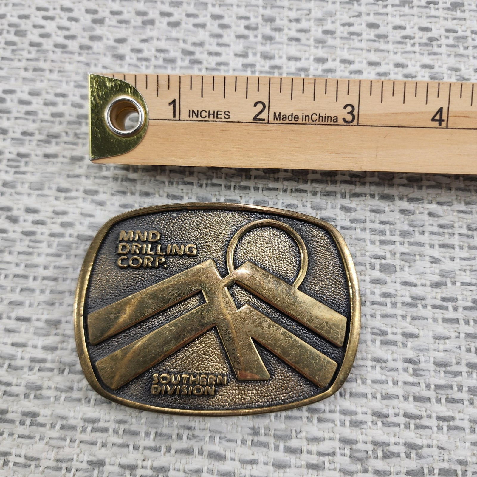 MND Drilling Corp Southern Division Belt Buckle Brass Magnolia Texas Oilfield