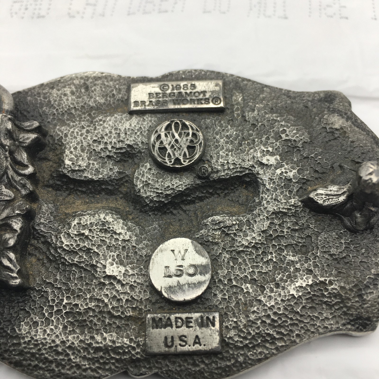 Bergamot Brass Works 1985 2 Deer 3&Prime; Belt Buckle Vintage Made In U.S.A.