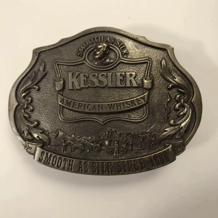 Vintage Kessler American Whiskey Western Brass Belt Buckle Limited Edition 1993