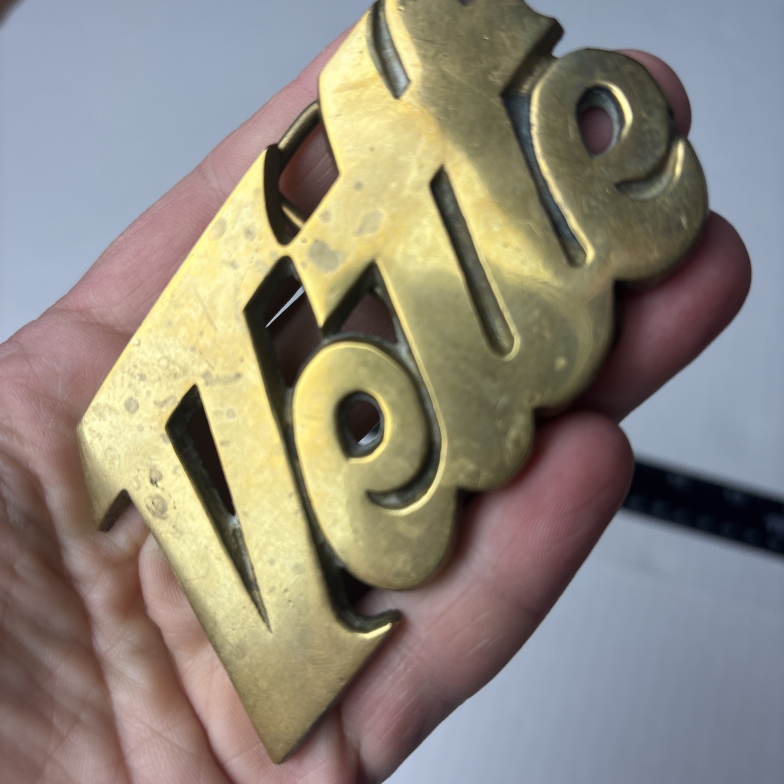 Vintage Corvette Vette Belt Buckle Solid Brass Taiwan R.O.C. 4073 Collectible