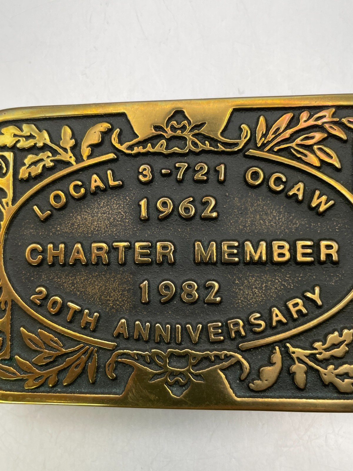 Vintage Belt Buckle Mens Brass Local 3-721 OCAW Oil Chemical Atomic Union