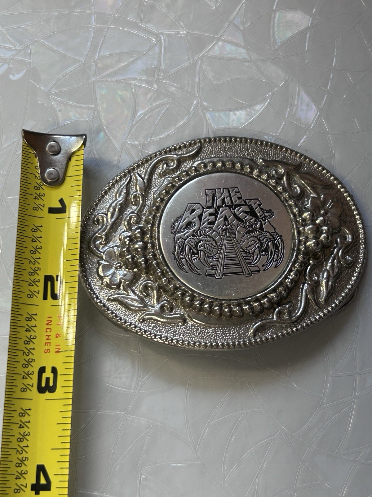 Rare Vintage Kings Island The Beast Roller Coaster Amusement Park Belt Buckle