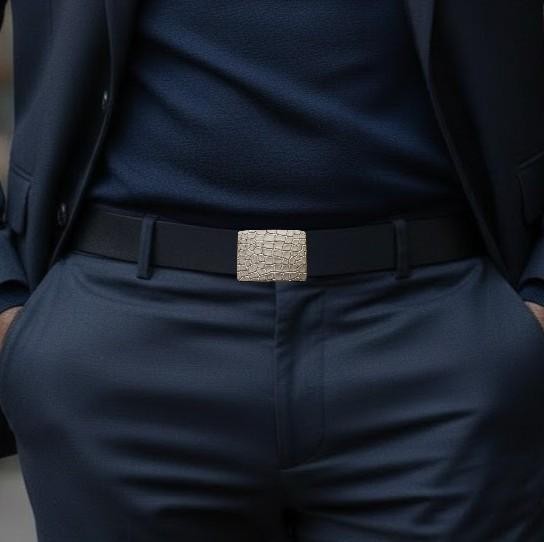 Croco Look Belt Buckle Rosepearl – Elegant Fashion Style with Elegant Texture
