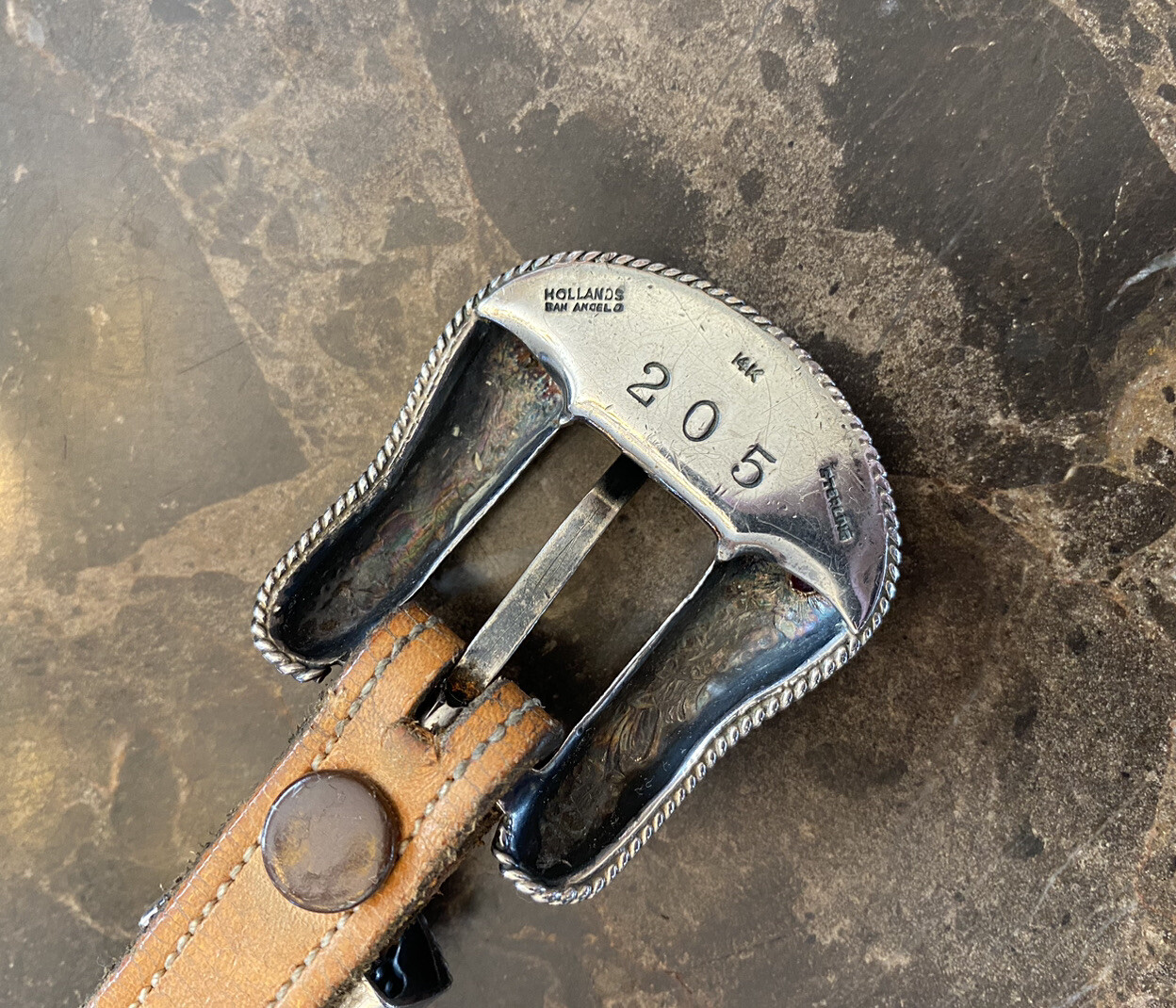 Hollands San Angelo .925 sterling 14k belt buckle set #205 ✅