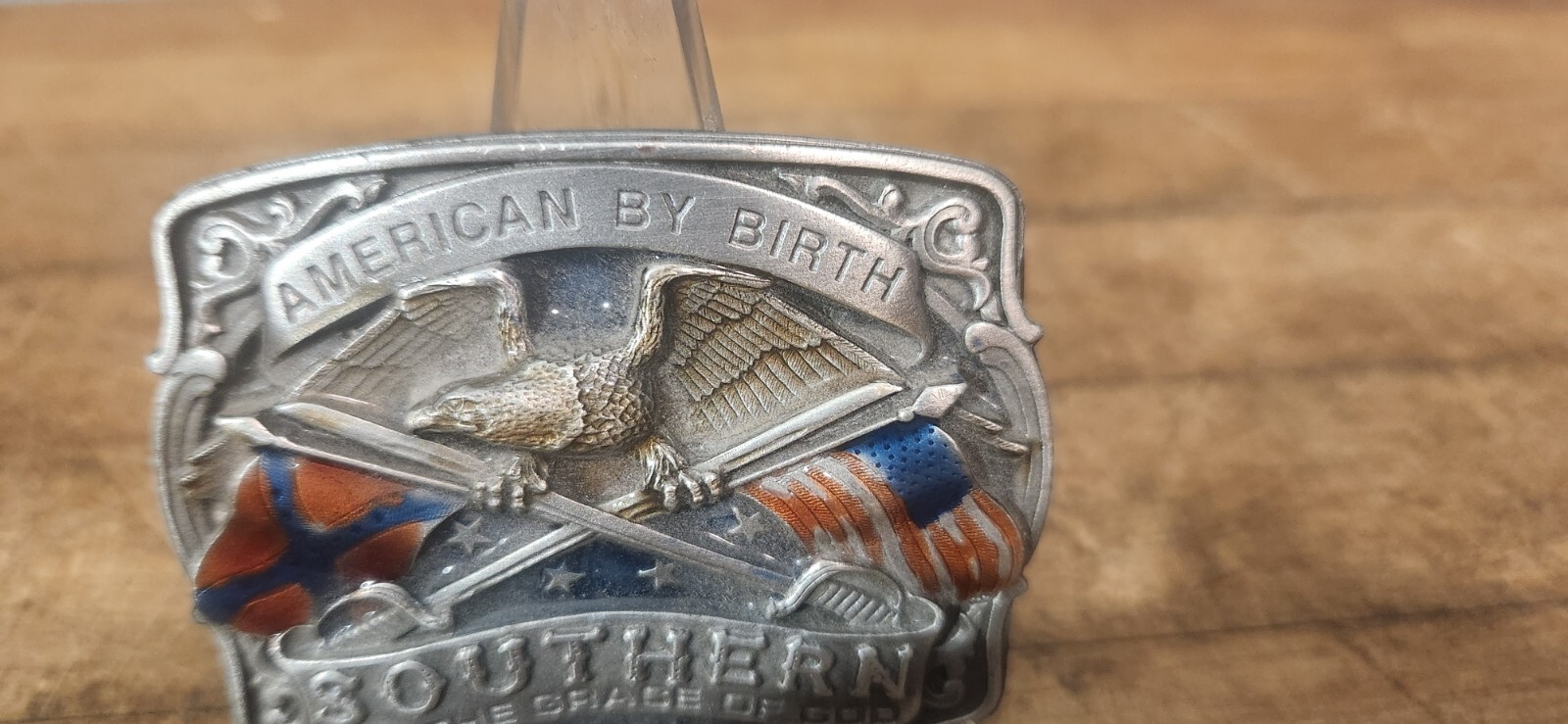 AMERICAN BY BIRTH SOUTHERN BY THE GRACE OF GOD Belt Buckle