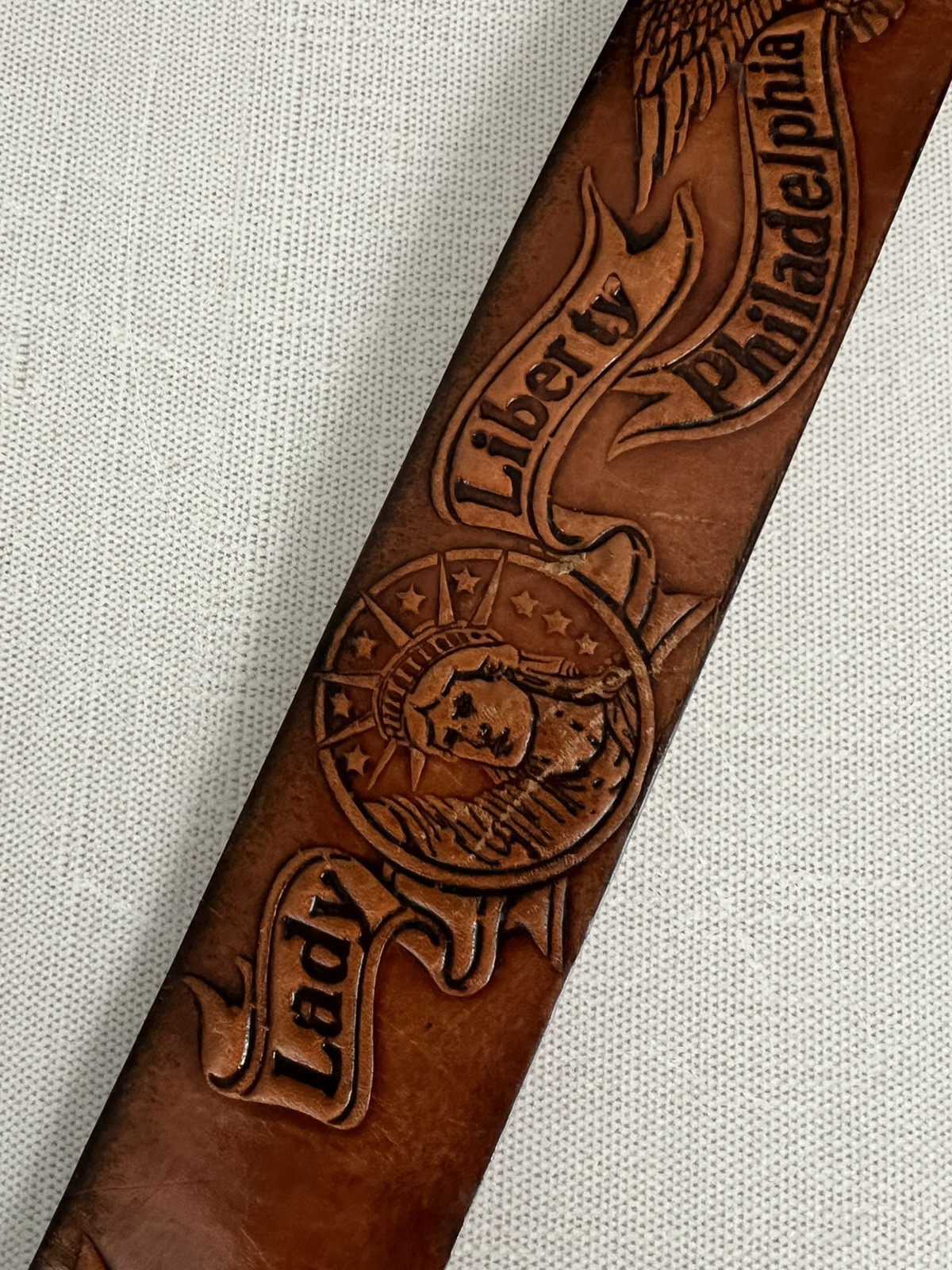 USA commerative 200th anniversary leather belt & buckle, Sz M 34-36, America!