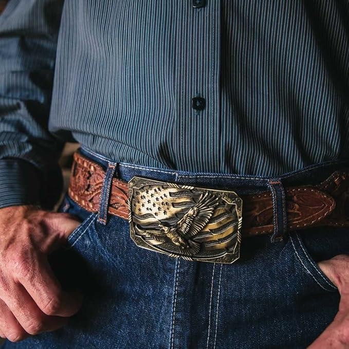 Montana Silversmiths Attitude Forever Free Eagle Flag Western Belt Buckle