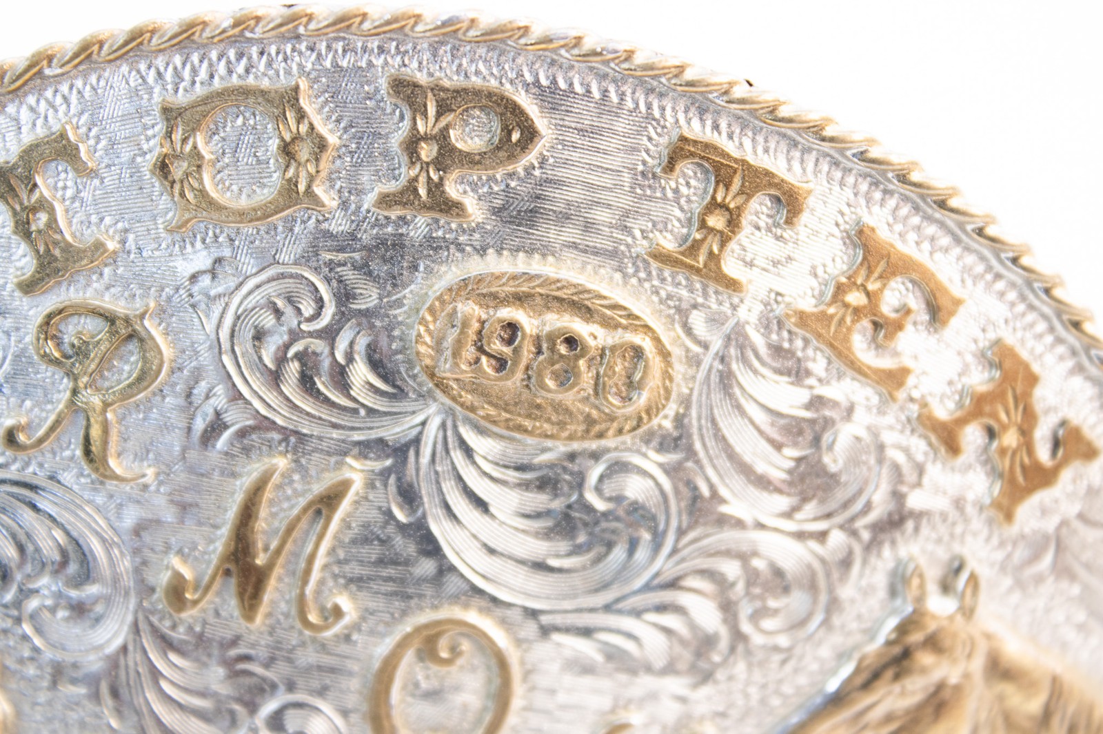 Vtg 1980 RMQHA Top Ten Trophy Belt Buckle Rocky Mountain Quarter Horse Colorado