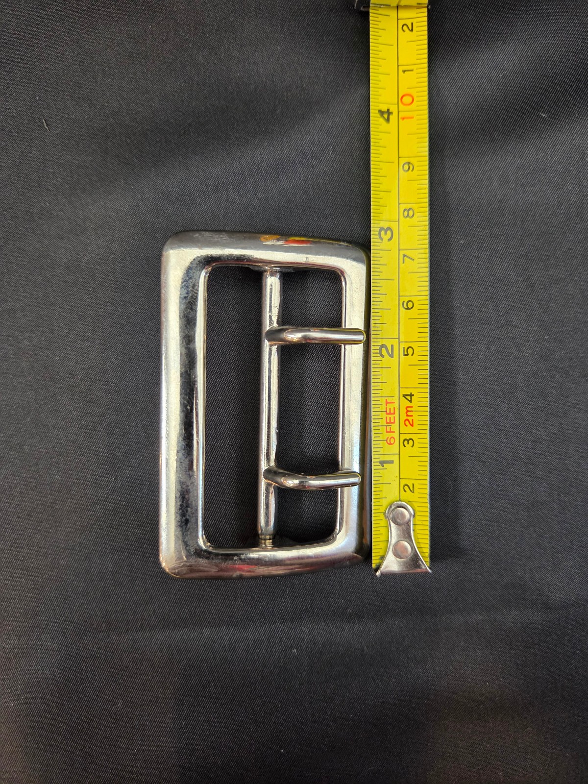 Sam Browne Belt Buckle Double Prong USA Heavy Duty 1.75 Inch Silver Tone