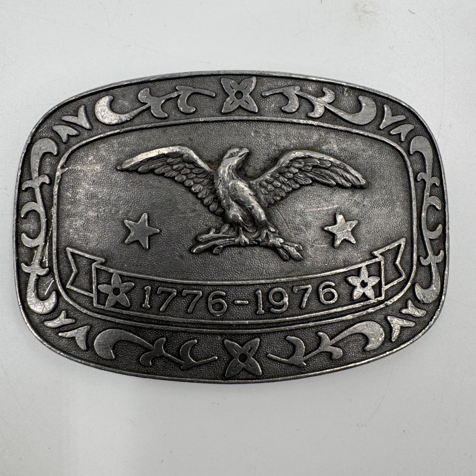 Celebrity Belt Buckle Unisex OS Silver Bicentennial 1776-1976 Eagle Americana