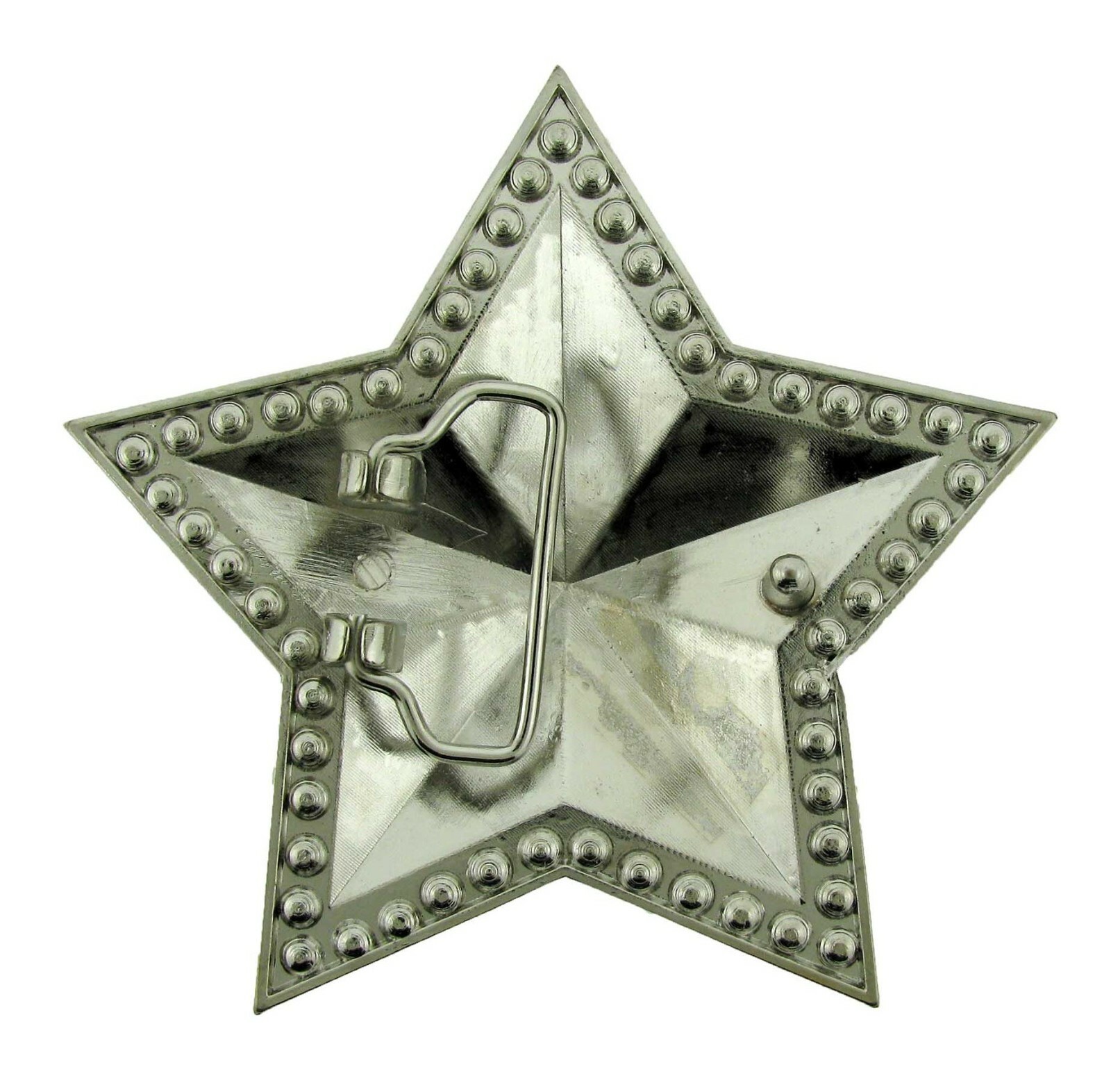 New Men Big Silver Star Belt Buckle Rhinestones Blinged Out Hip Rock Punk Tattoo