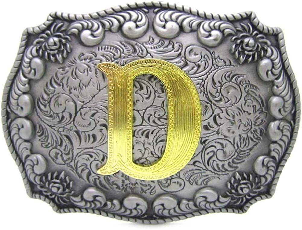 Initial Letters ABCDJST to Z Cowboy Rodeo Large Gold Silver Unisex Belt Buckles