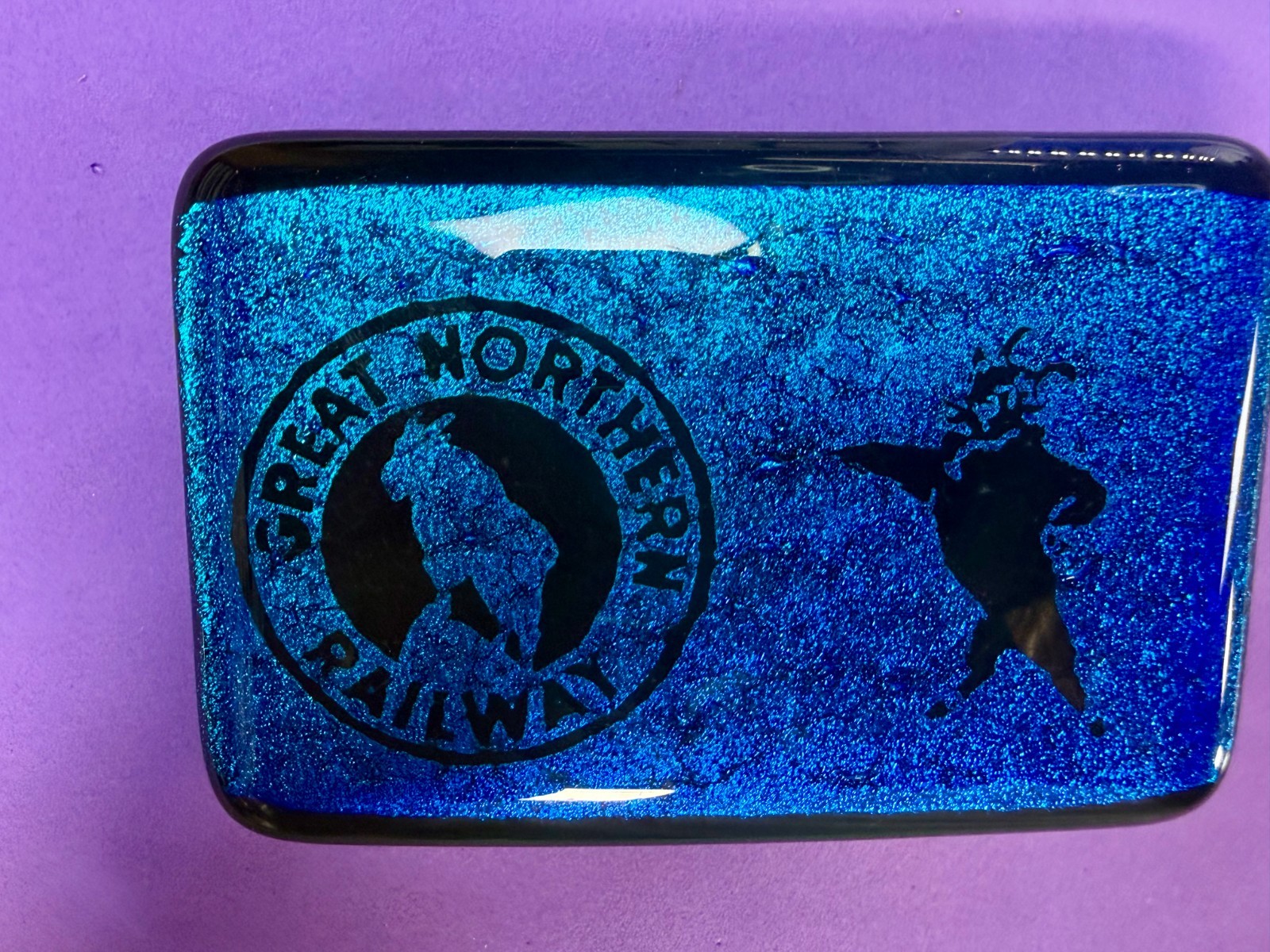 Great Northern Railway Locomotive Train Large Blue RARE Belt Buckle