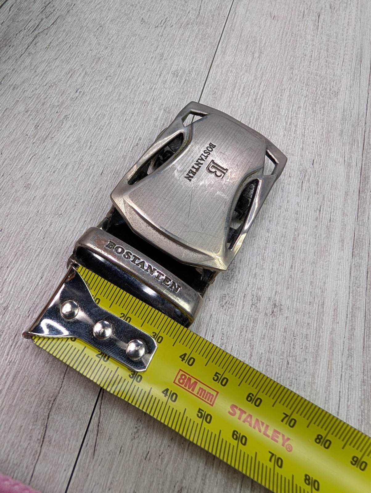 BOSTANTEN Ratchet Belt Buckle Automatic Lock Silver Tone Heavy Duty Metal