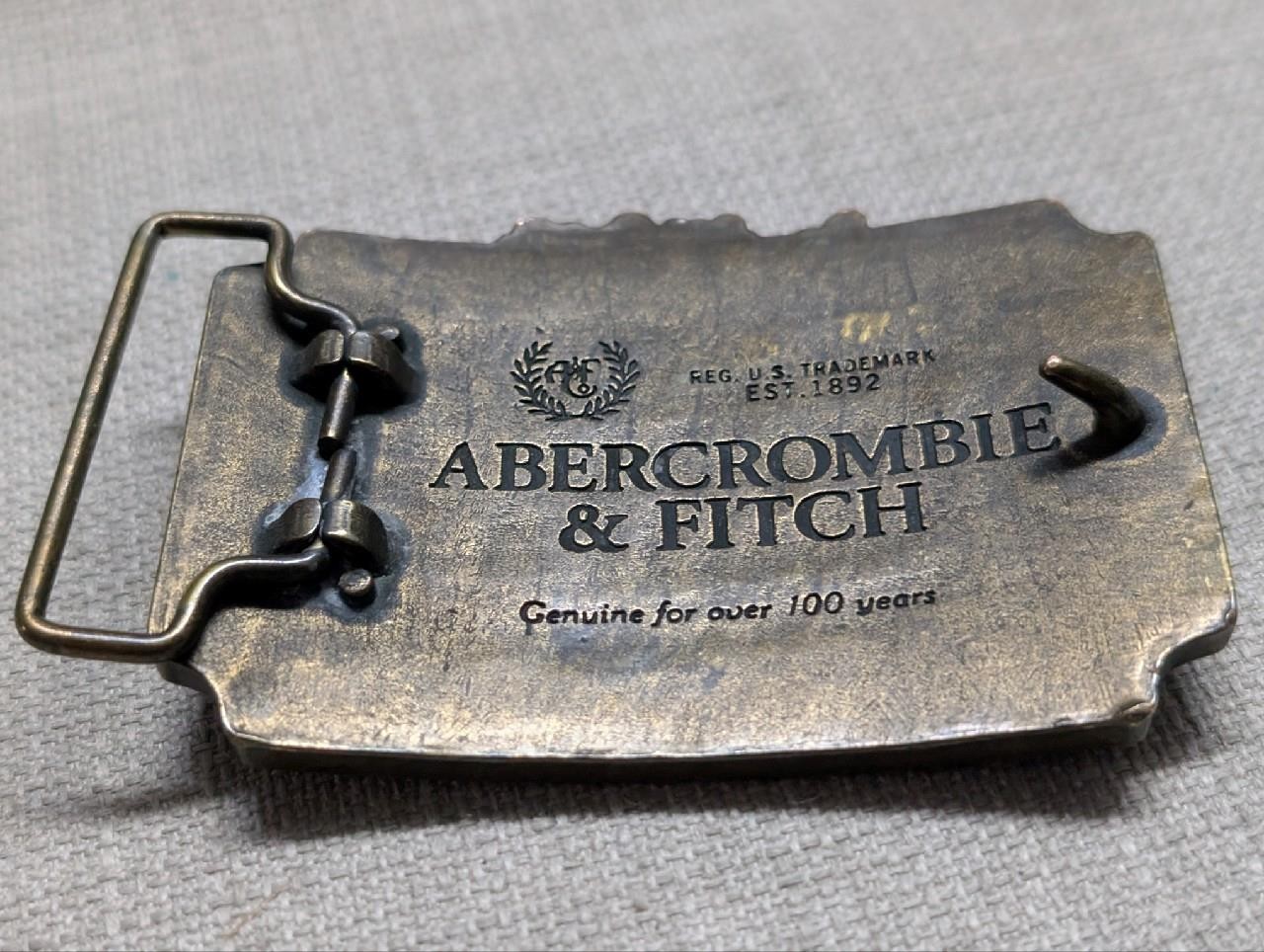 Y2K vintage ABERCROMBIE & FITCH belt buckle SOLID BRASS western 1990s moose A&F