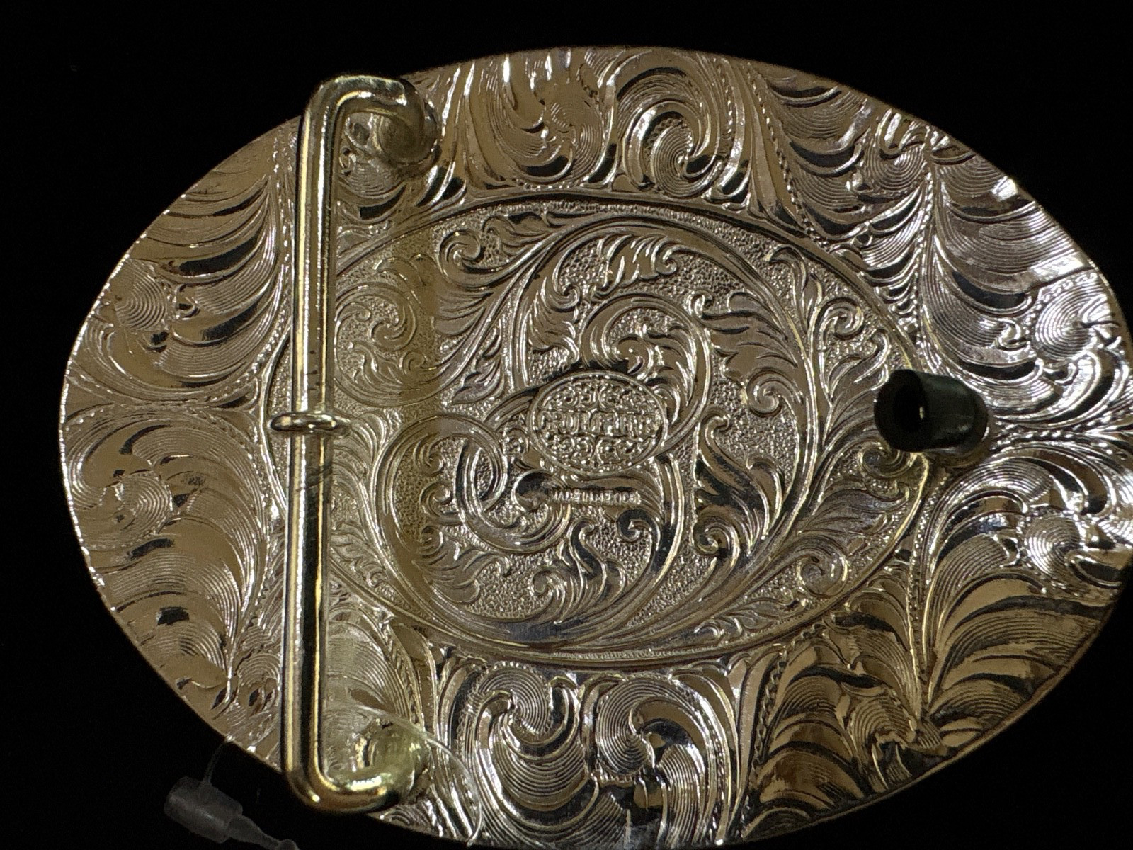 CRUMRINE WESTERN BELT BUCKLE WILD HORSES OVAL GOLD SILVER TONE